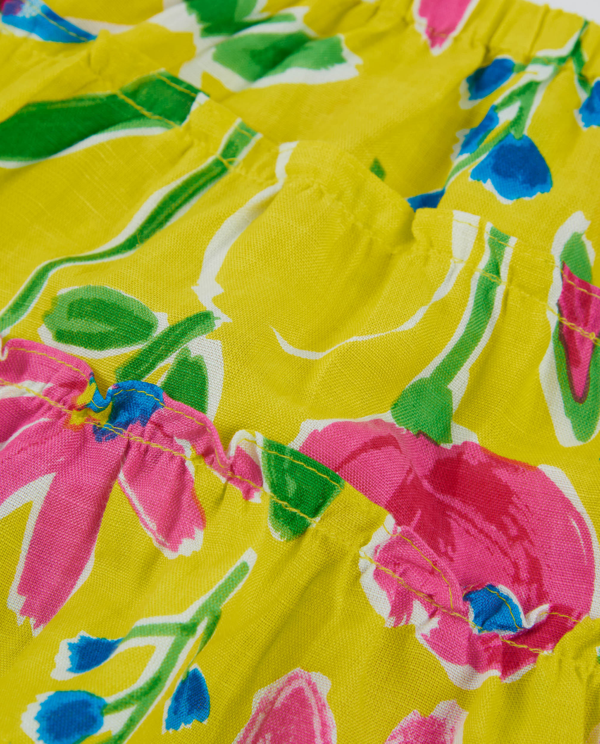 Saia Infantil de Plana com Capas Franzidas Amarelo-4