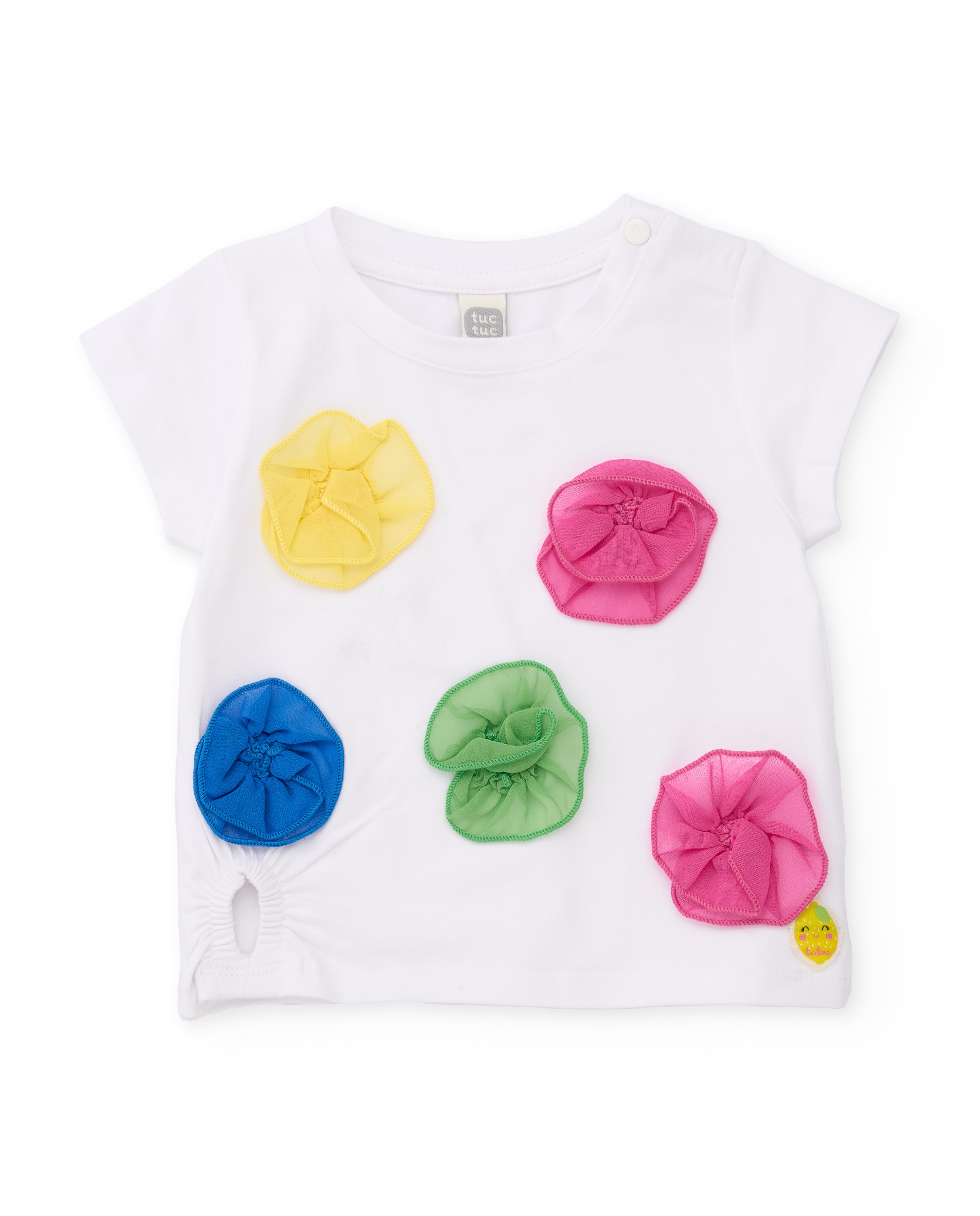 Imagem 0 de T-shirt Infantil de Malha e Flores em Volume