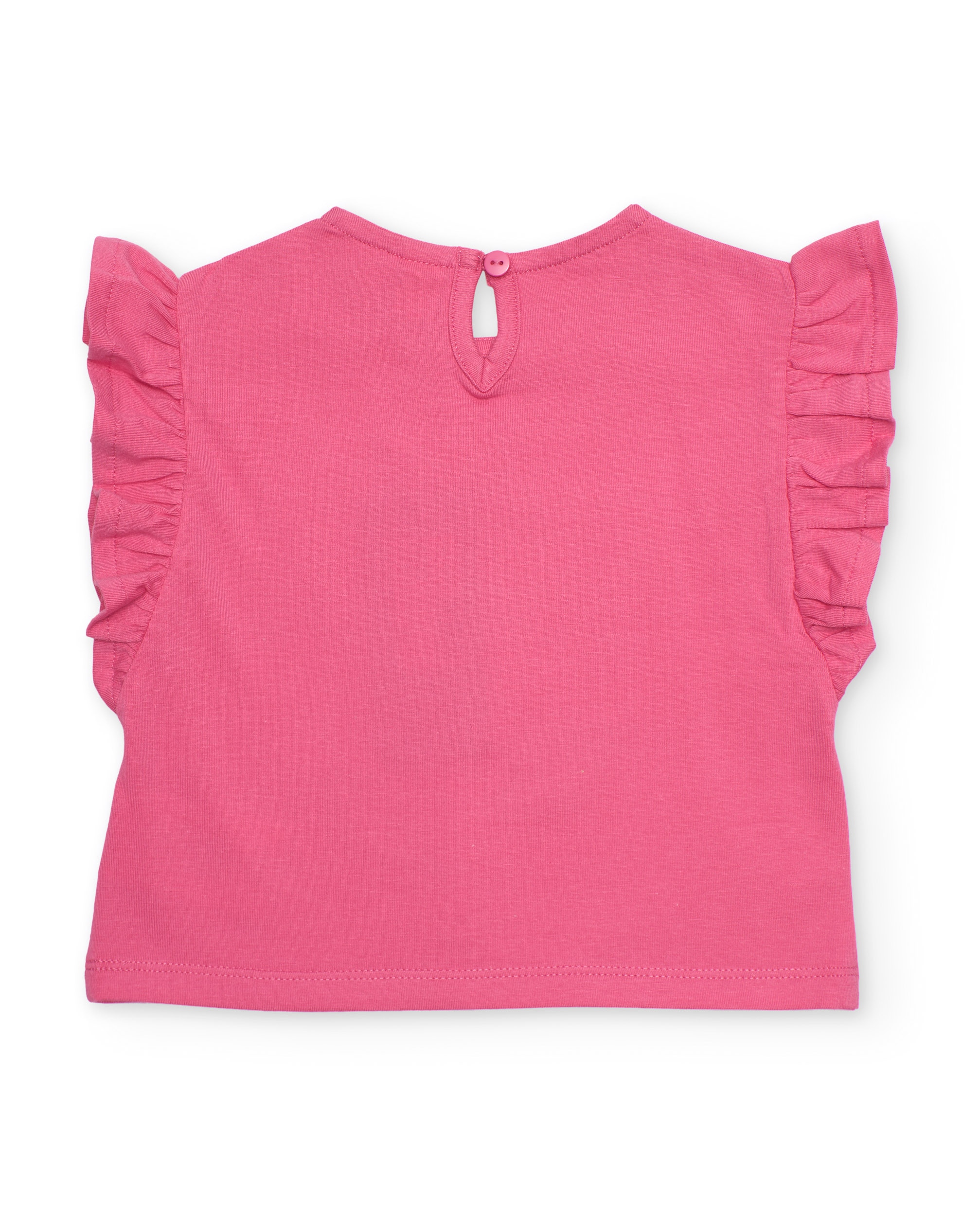T-shirt Infantil de Malha e Flor em Relevo Rosa-2