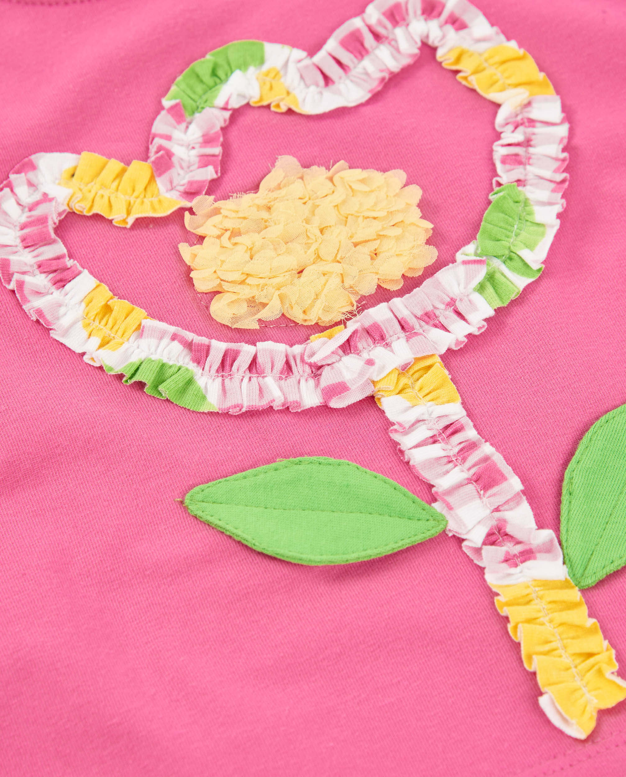 T-shirt Infantil de Malha e Flor em Relevo Rosa-4