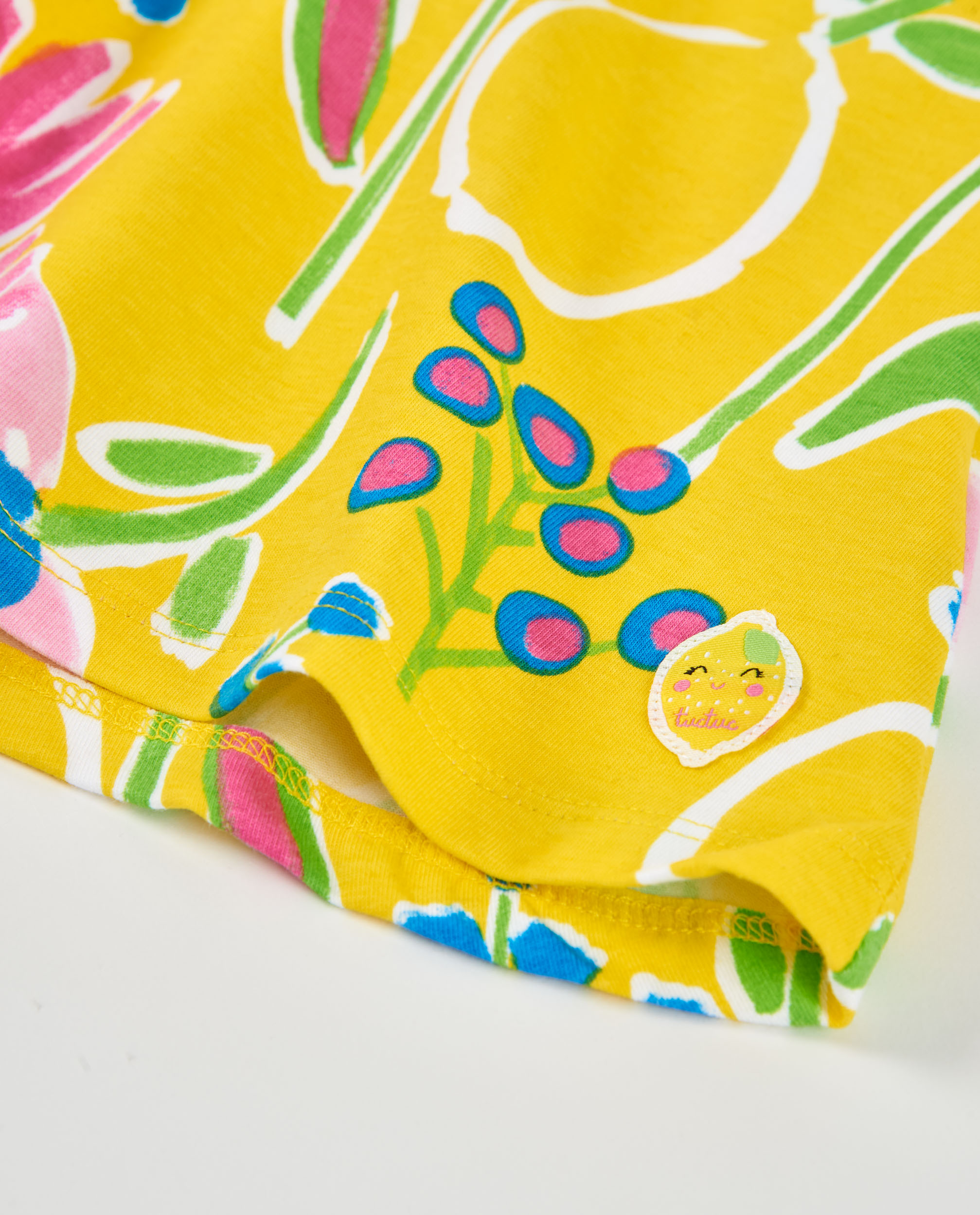 Vestido Infantil de Malha e Gola Pétala Tuc tuc Amarelo-3