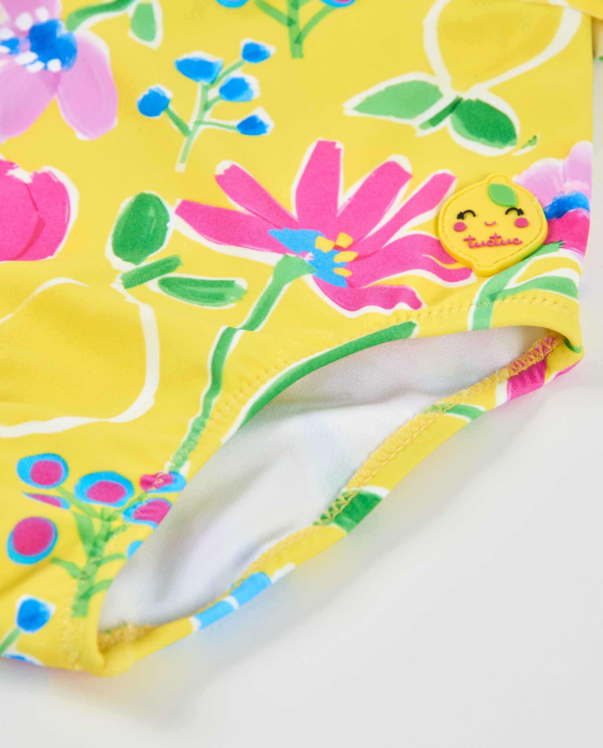 Fato de Banho Infantil de Malha e Folhos nas Alças Tuc tuc Amarelo-4