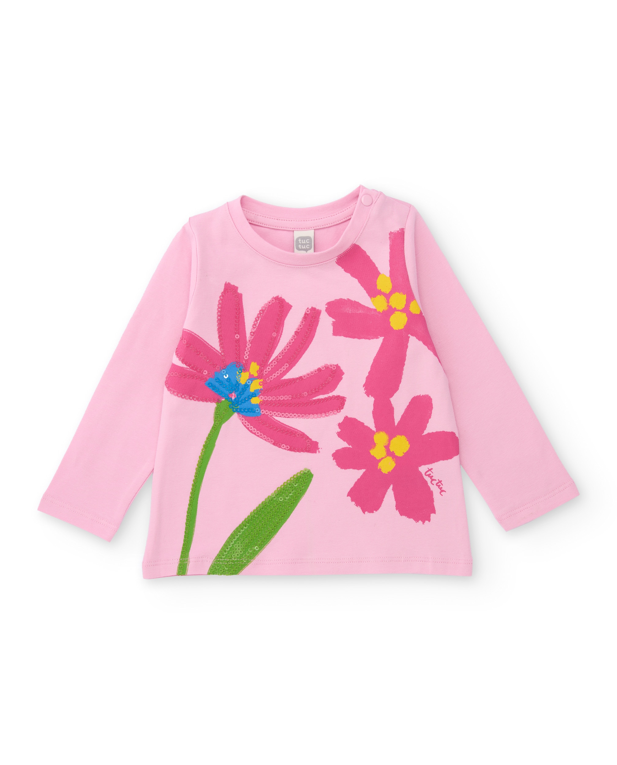 Imagem 0 de T-shirt Infantil de Malha e Detalhes Brilhantes