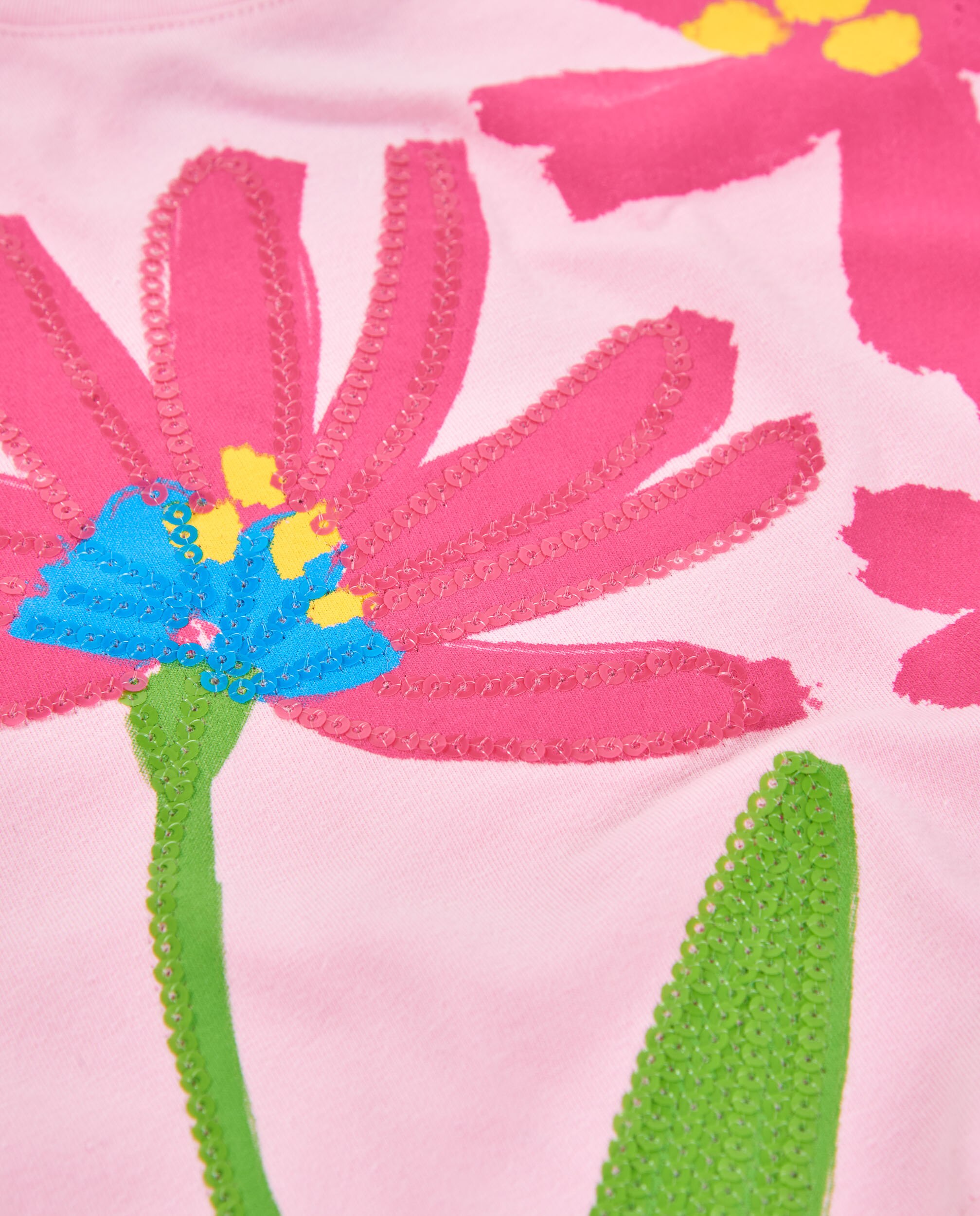 T-shirt Infantil de Malha e Detalhes Brilhantes Rosa-4