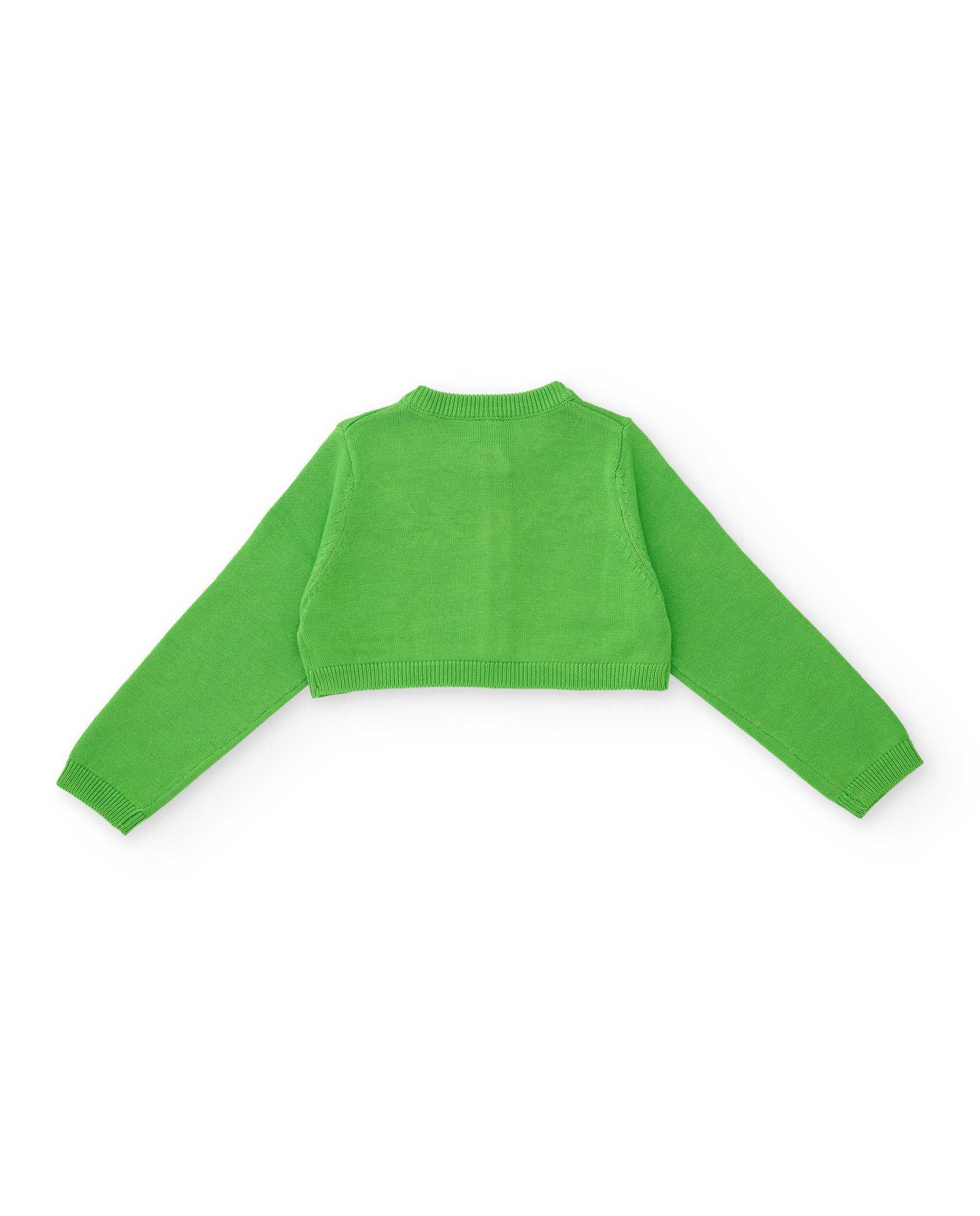 Casaco Infantil de Tricô com Bordado Frontal Verde-2