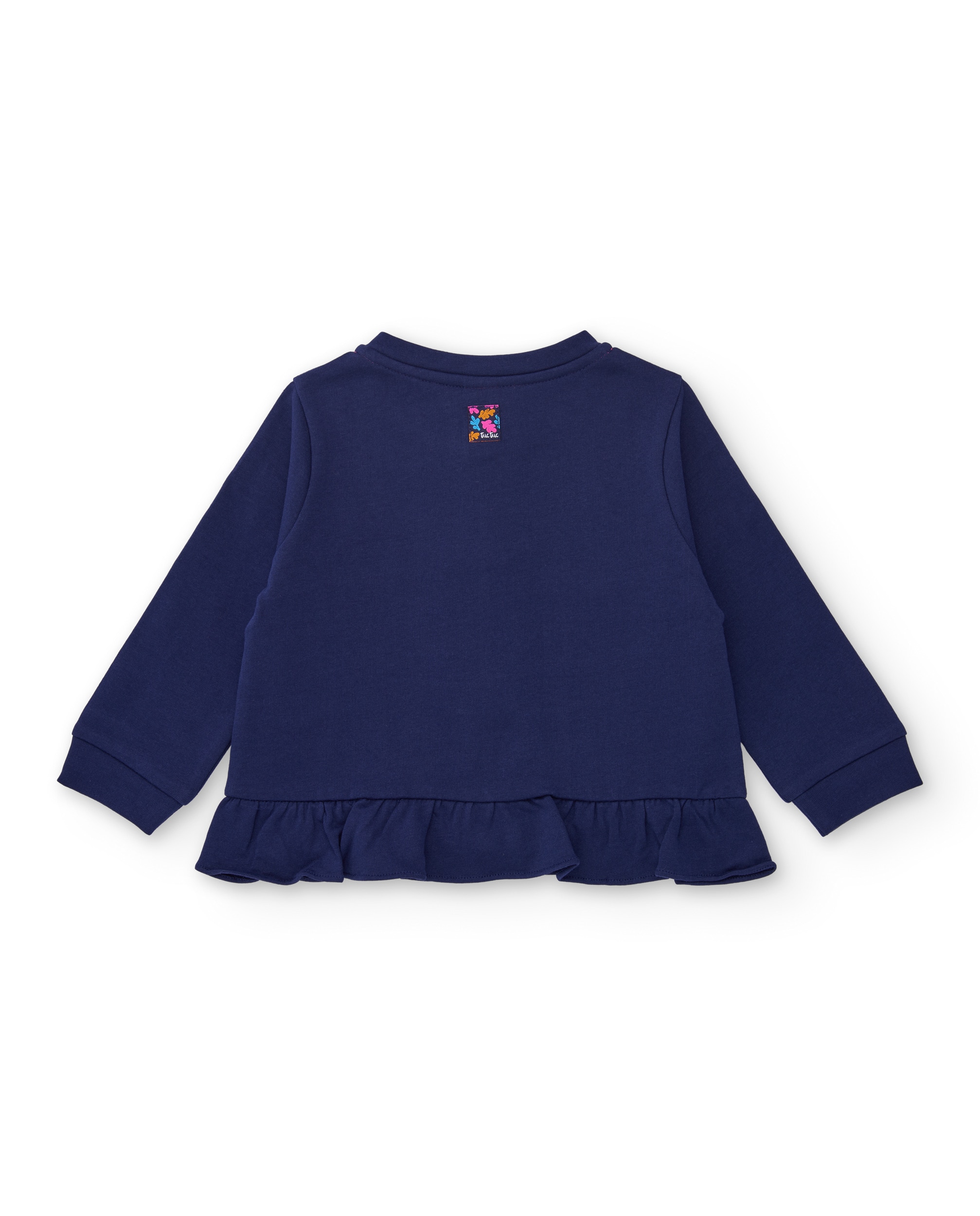 Sweat Infantil de Malha e Bainha com Folho Azul-marinho-2