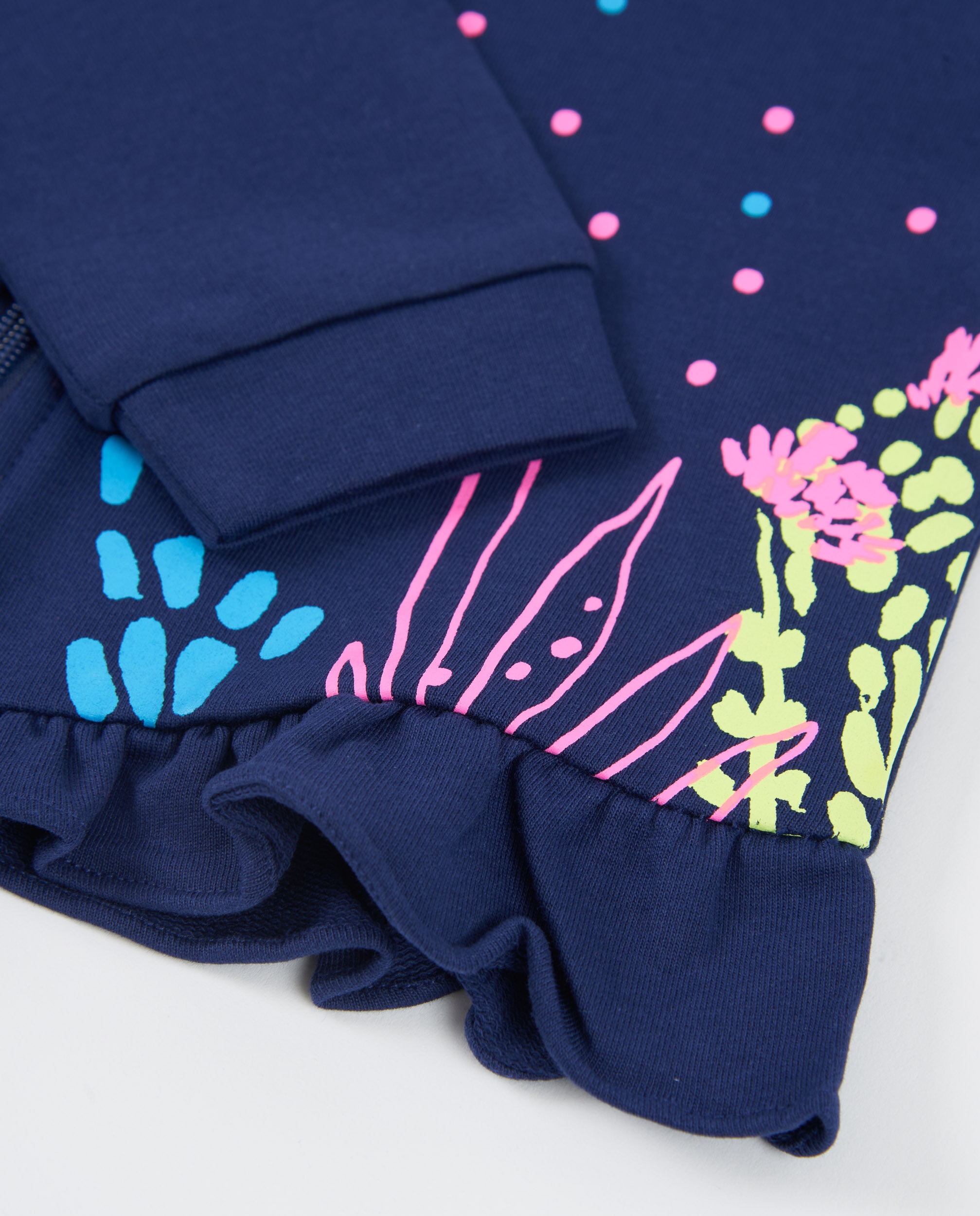 Sweat Infantil de Malha e Bainha com Folho Azul-marinho-4