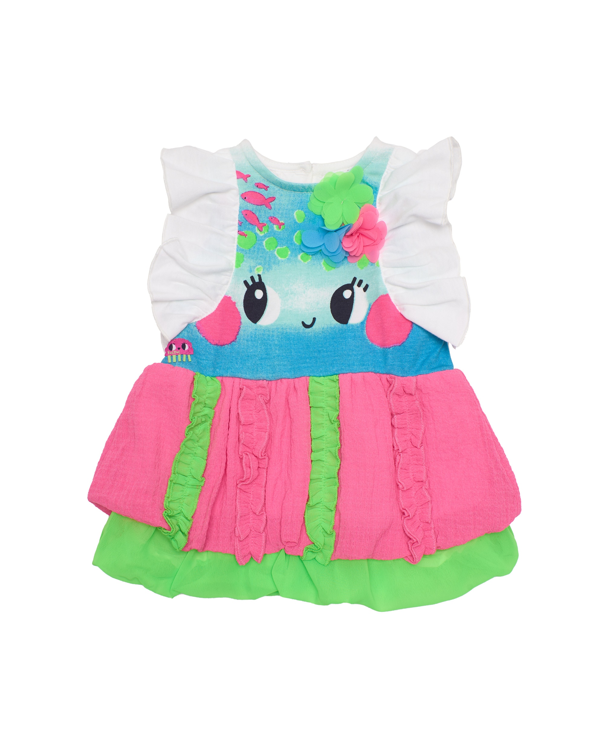 Imagem 0 de Vestido Infantil de Plana com Flores em Relevo