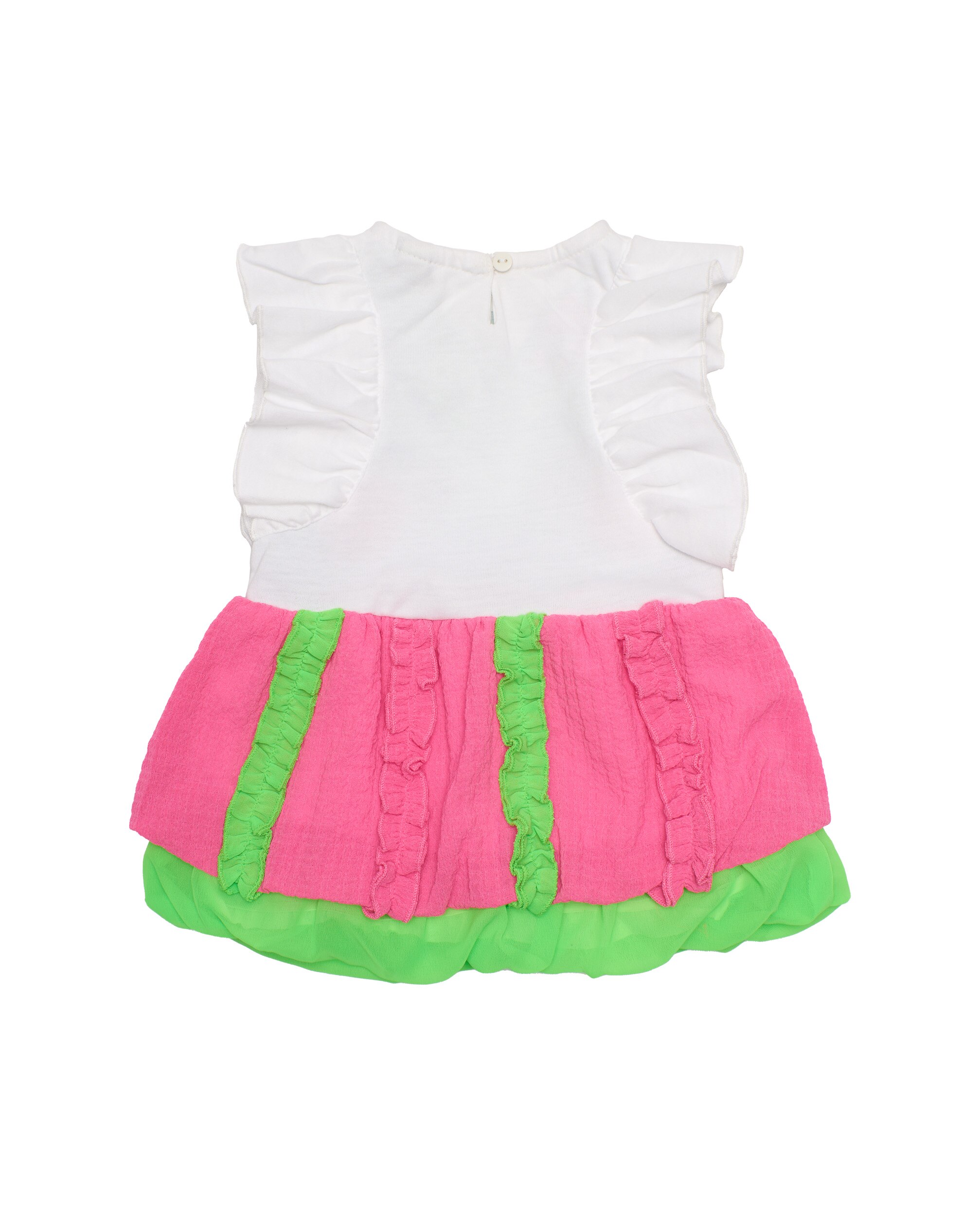 Vestido Infantil de Plana com Flores em Relevo Azul-2