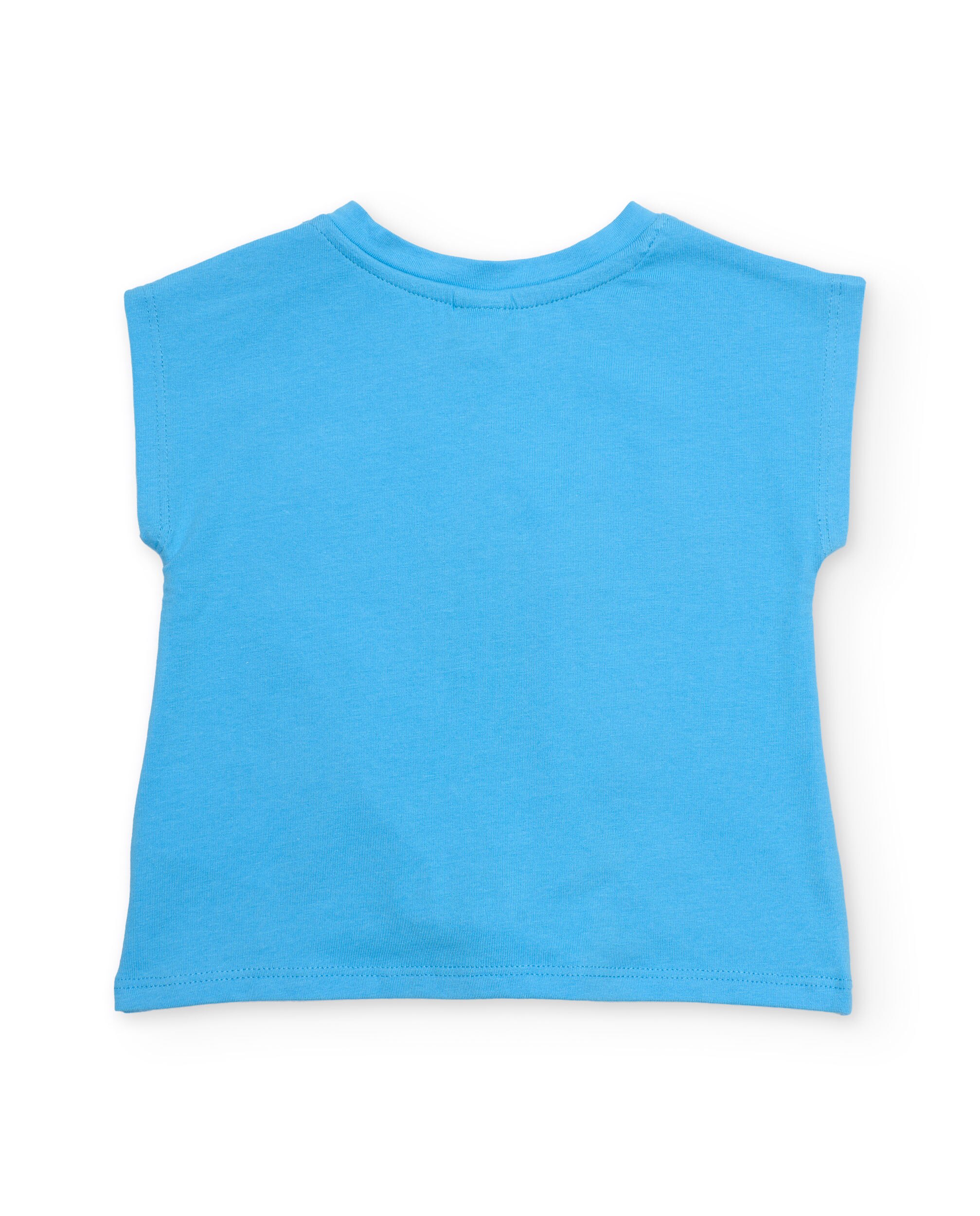 T-shirt Infantil de Malha com Nó Decorativo Azul-2