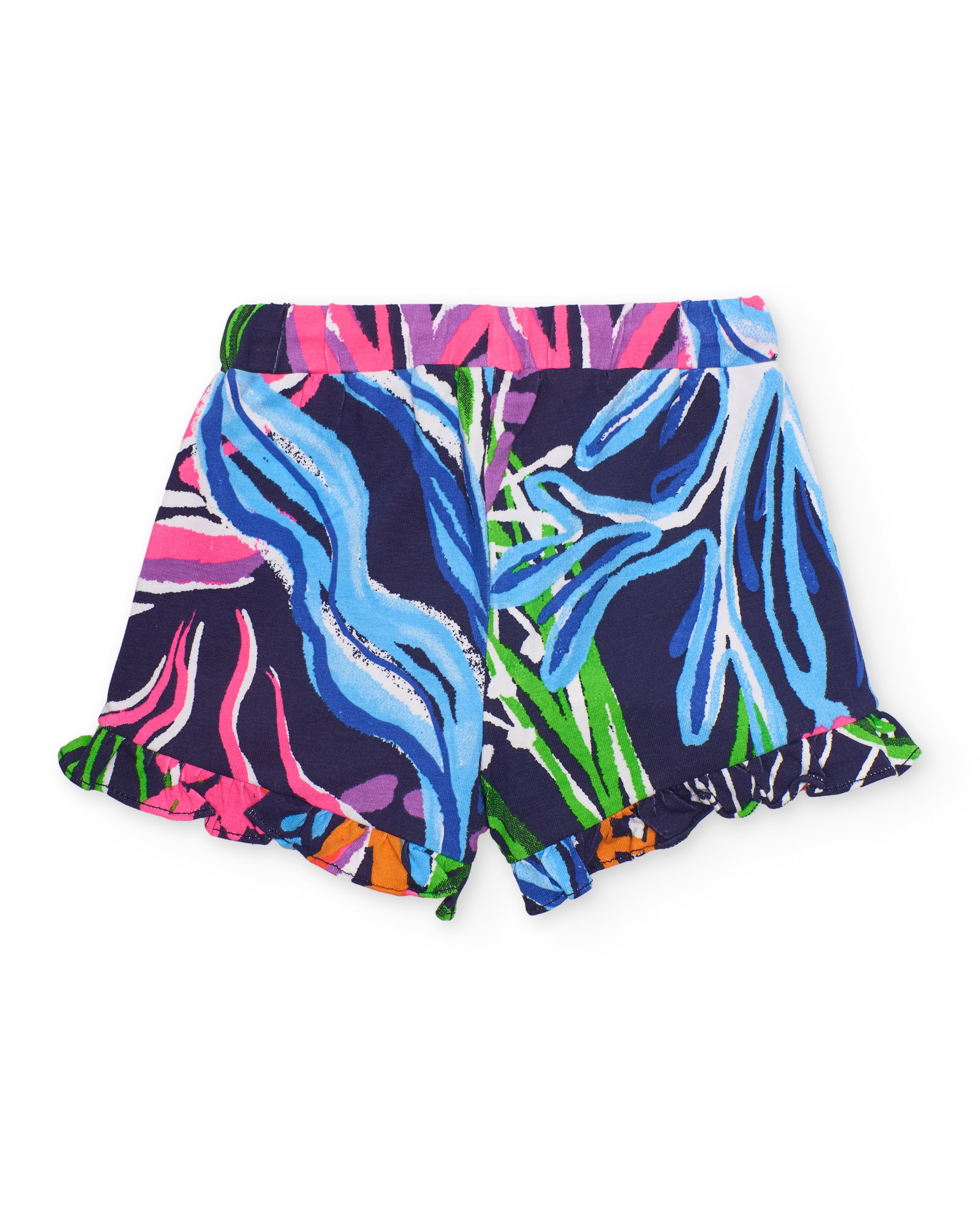 Shorts Infantil de Malha com Folhos Azul-marinho-2