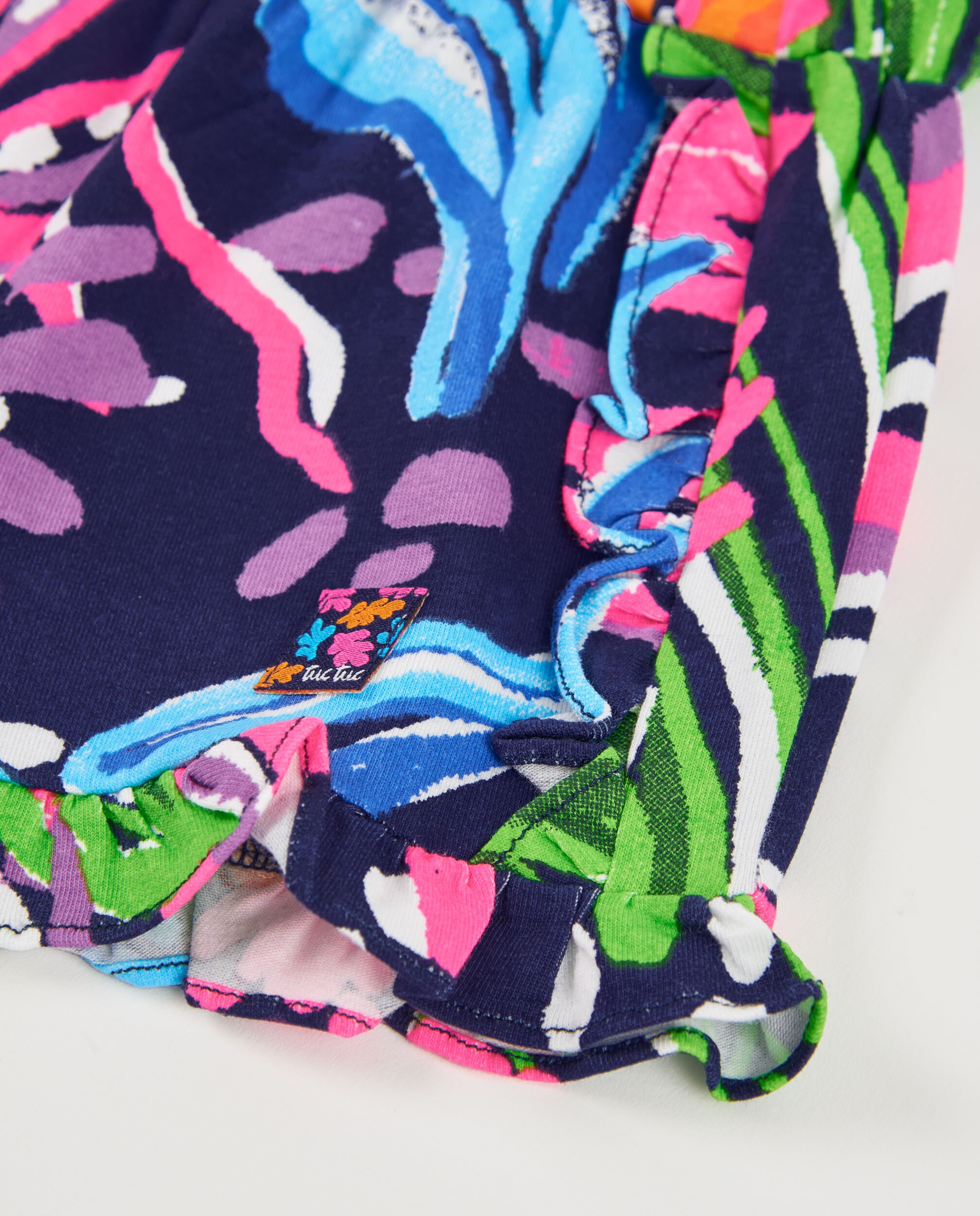 Shorts Infantil de Malha com Folhos Azul-marinho-4