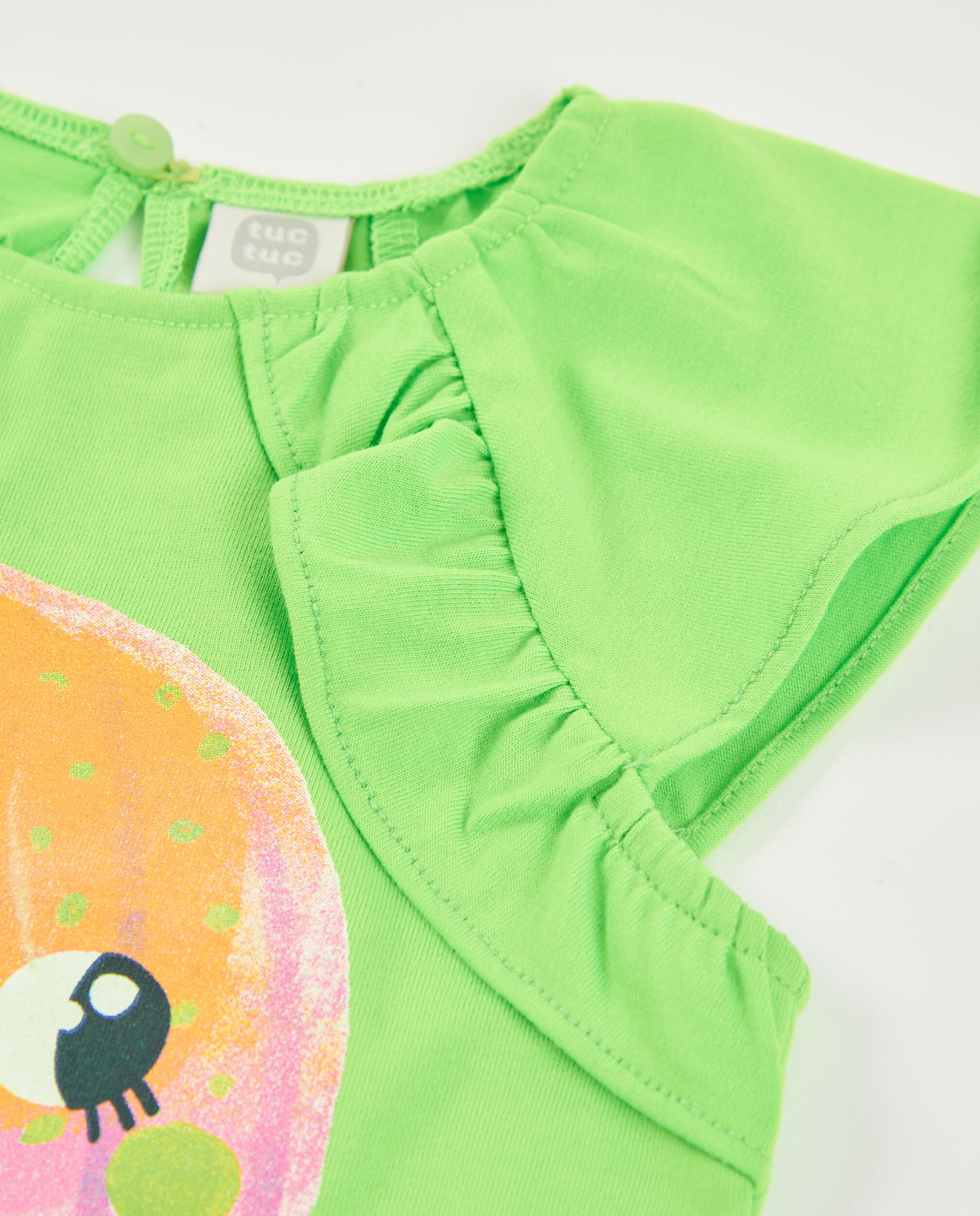 T-shirt Infantil de Malha com Tiras Franzidas Verde-3