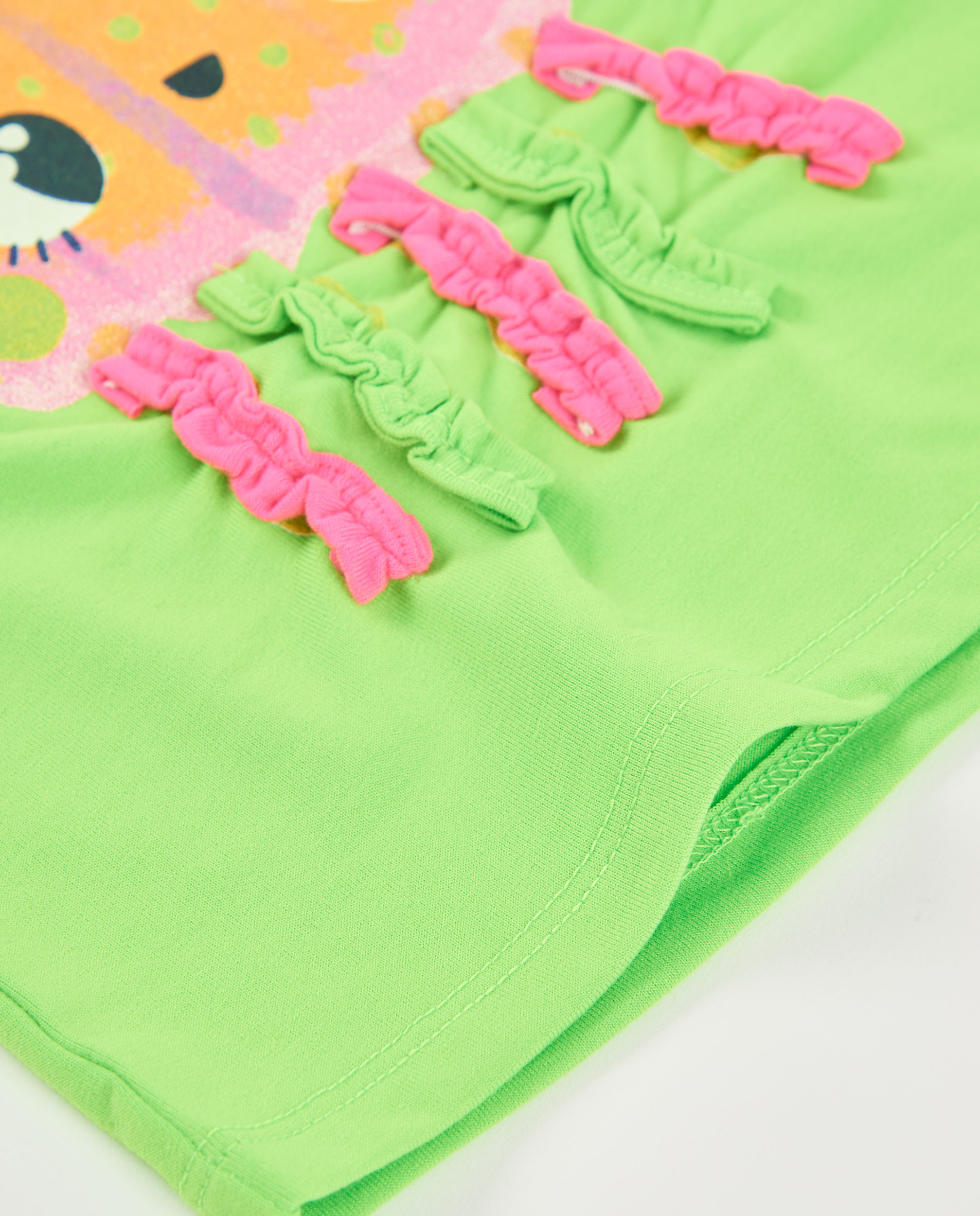 T-shirt Infantil de Malha com Tiras Franzidas Verde-4