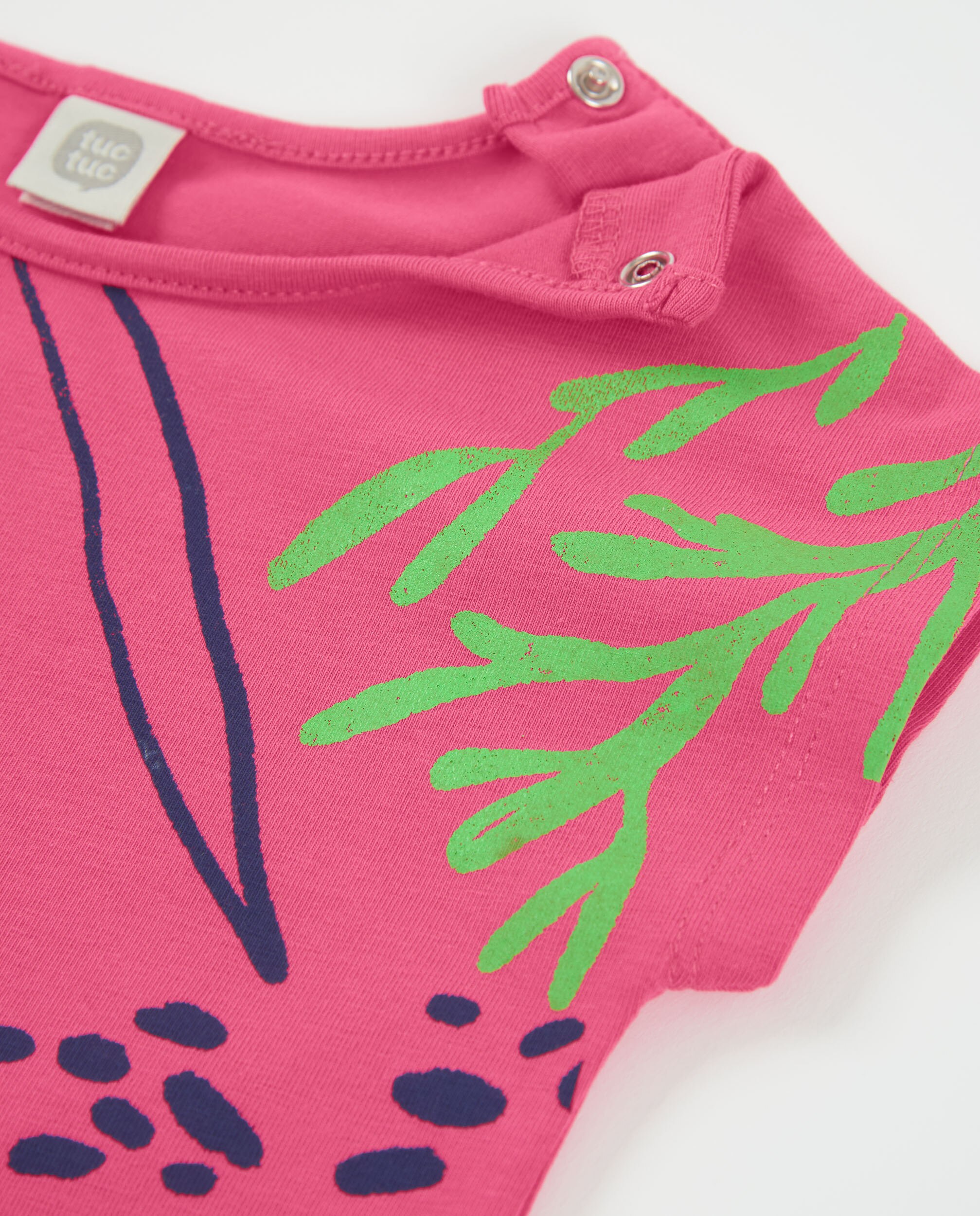 T-shirt Infantil de Malha com Fecho no Ombro Rosa-3