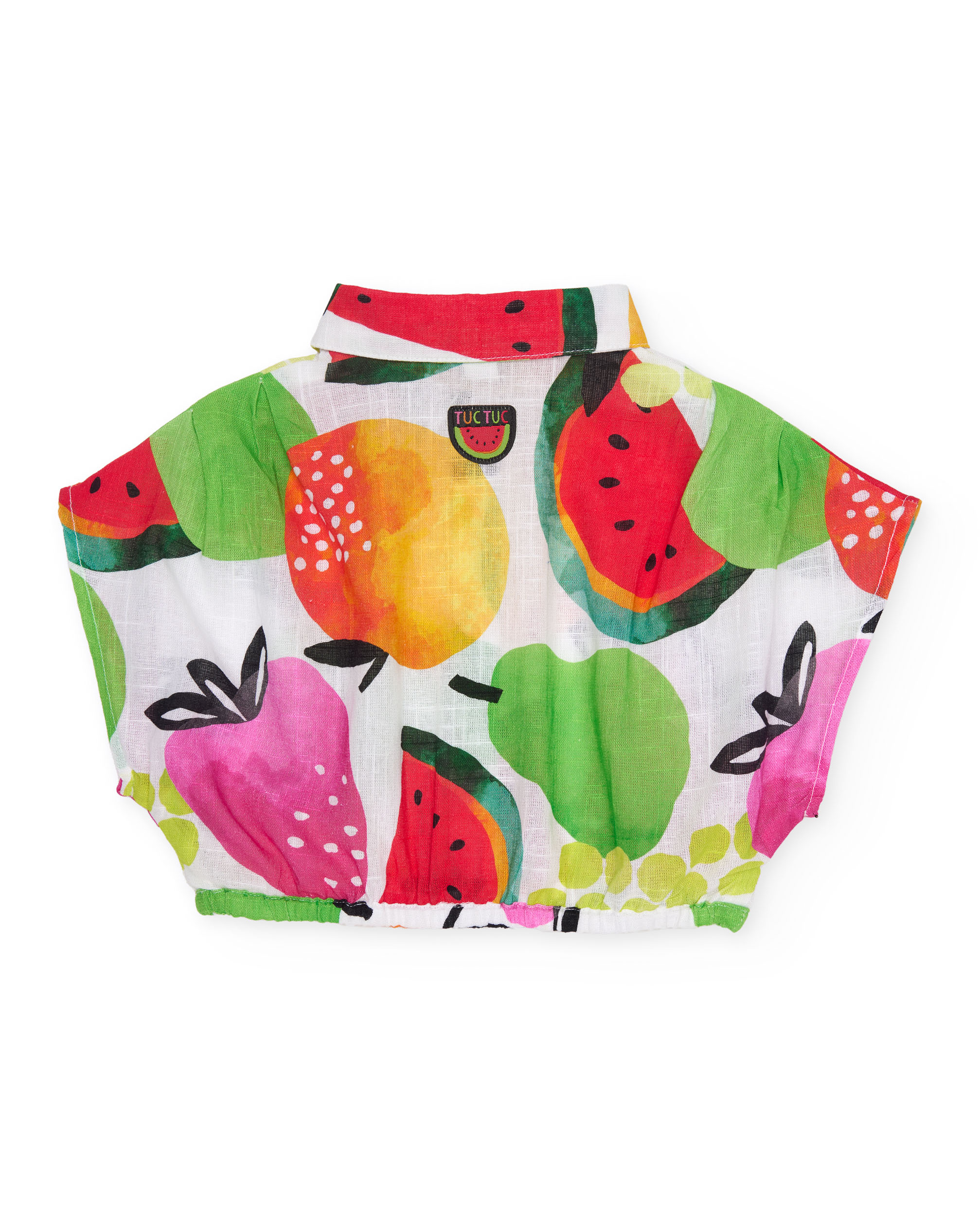Camisa de Plana com Design Curto Multicolor-2