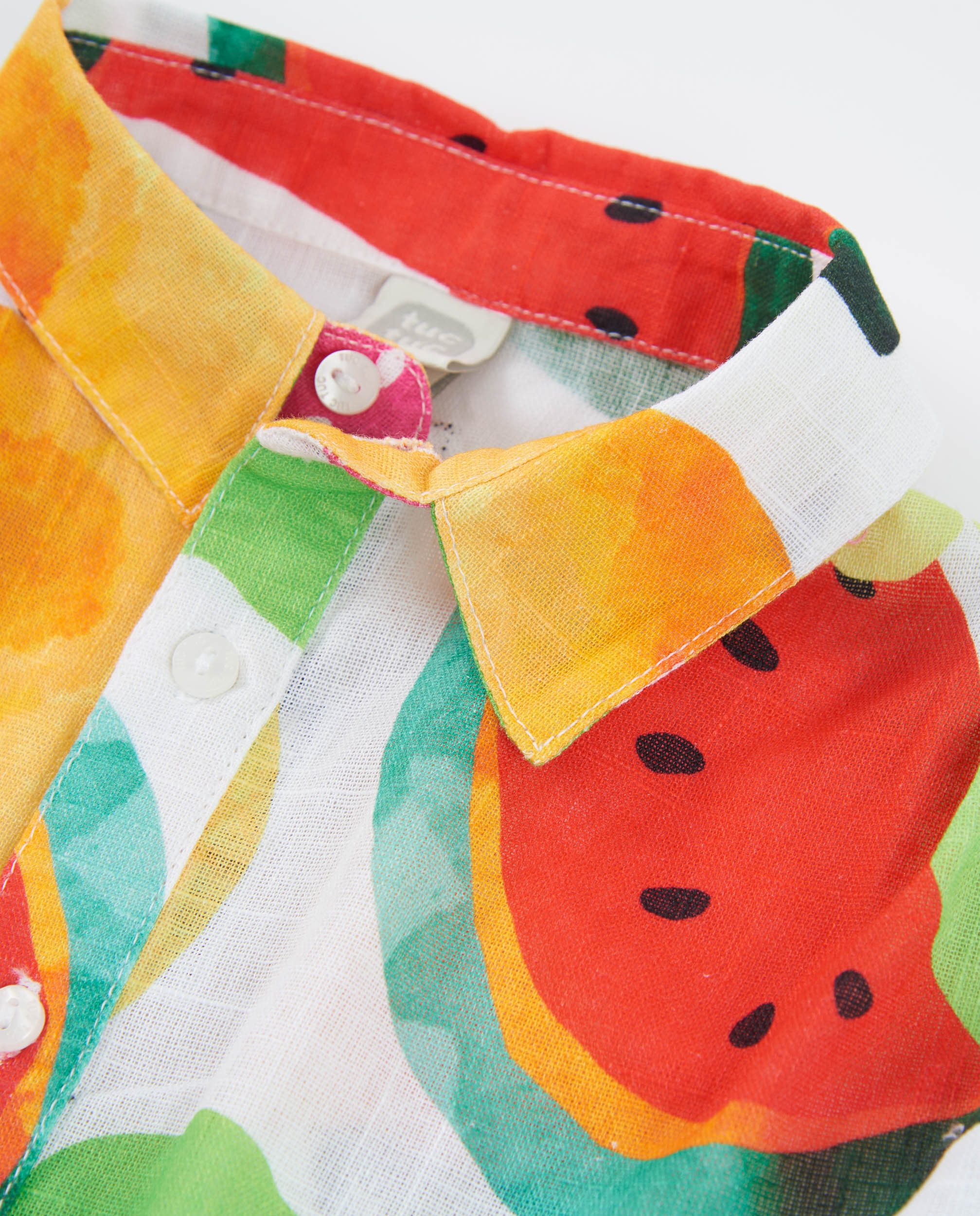 Camisa de Plana com Design Curto Multicolor-3