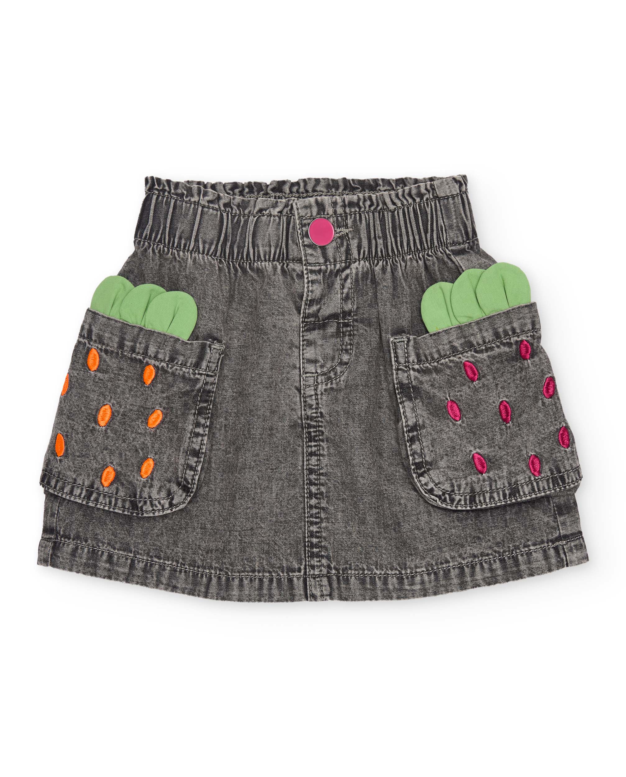 Imagem 0 de Saia Infantil de Plana e Denim com Bolsos