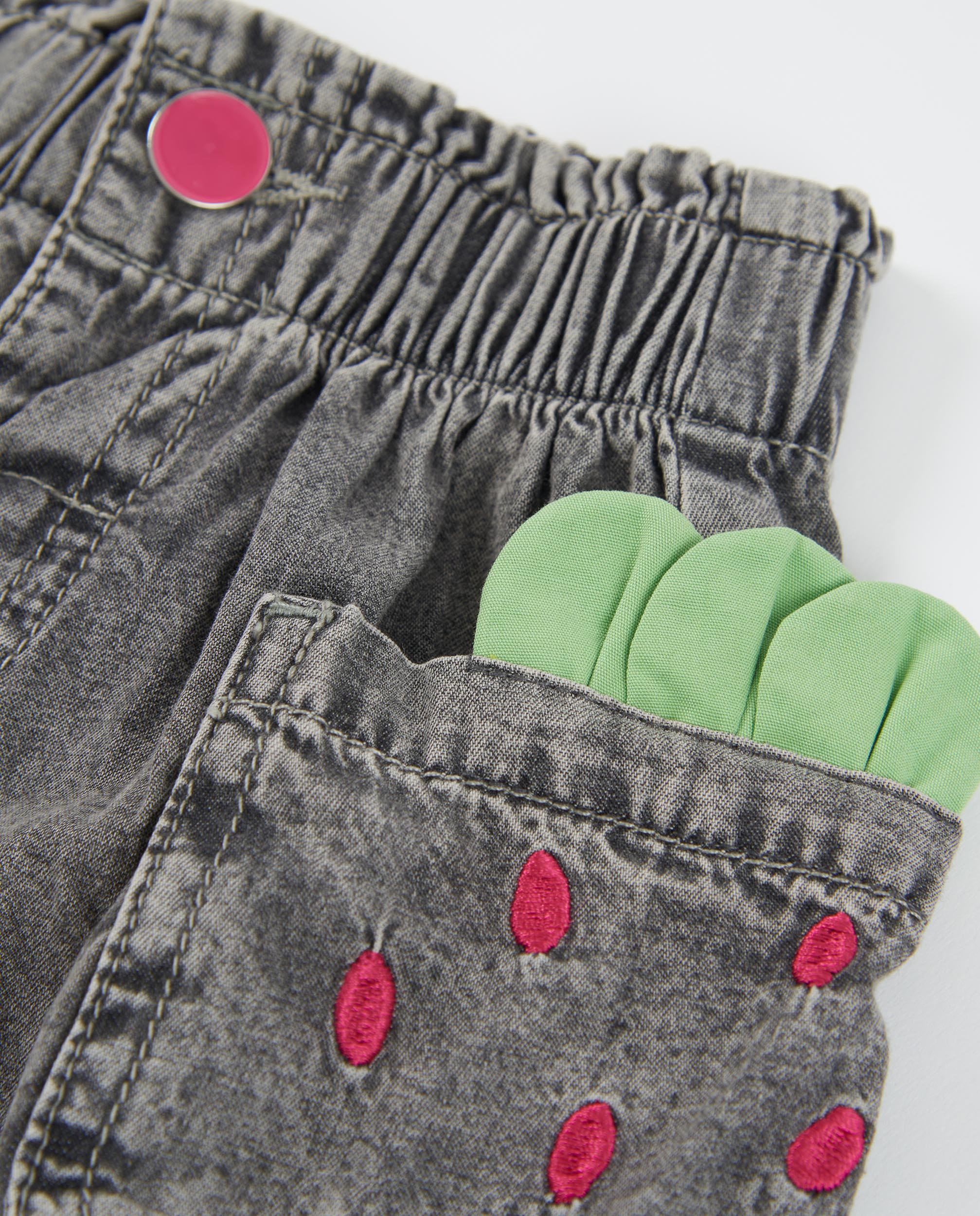 Saia Infantil de Plana e Denim com Bolsos Cinzento-3