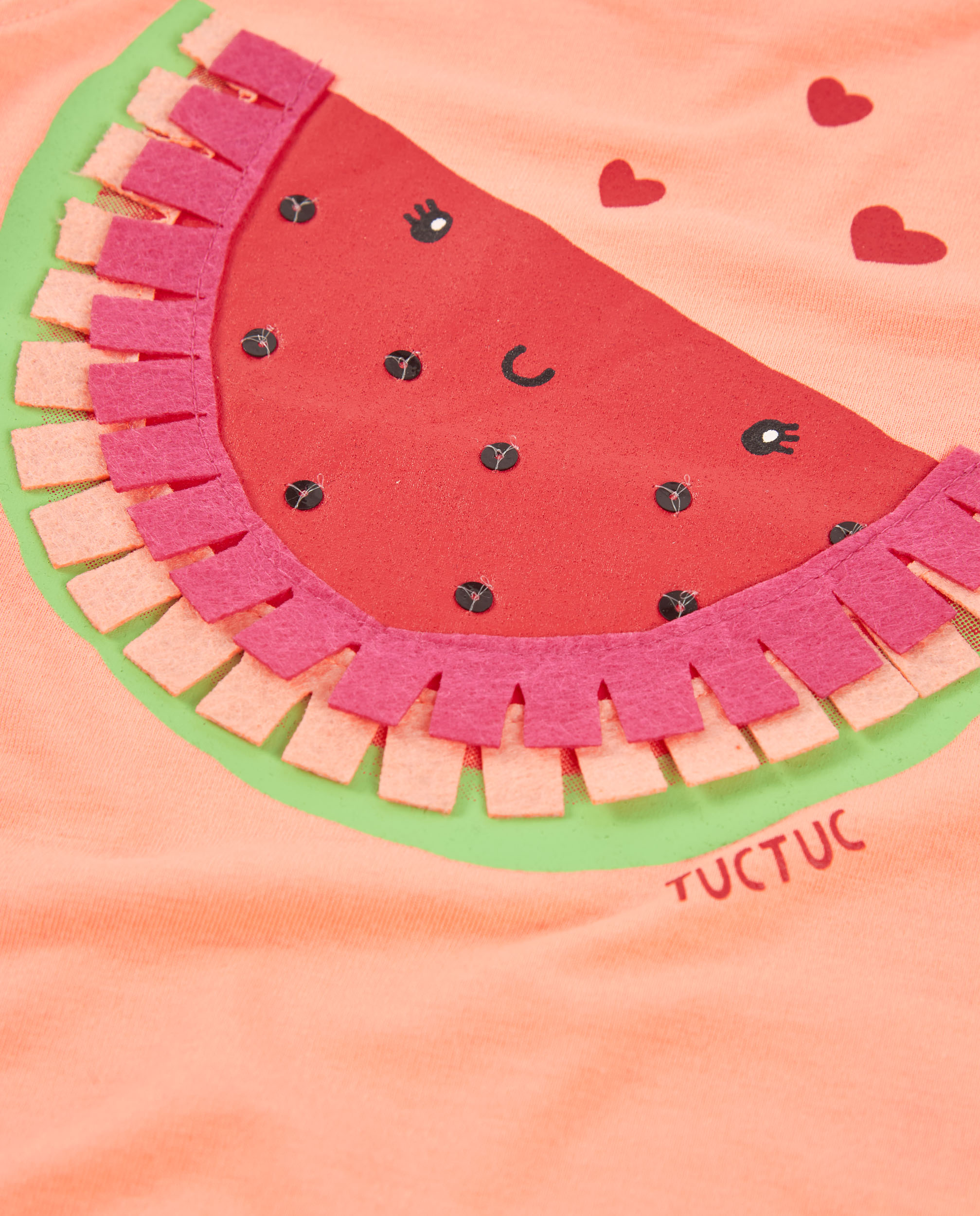 T-shirt Infantil de Malha e Detalhes Brilhantes Laranja-4