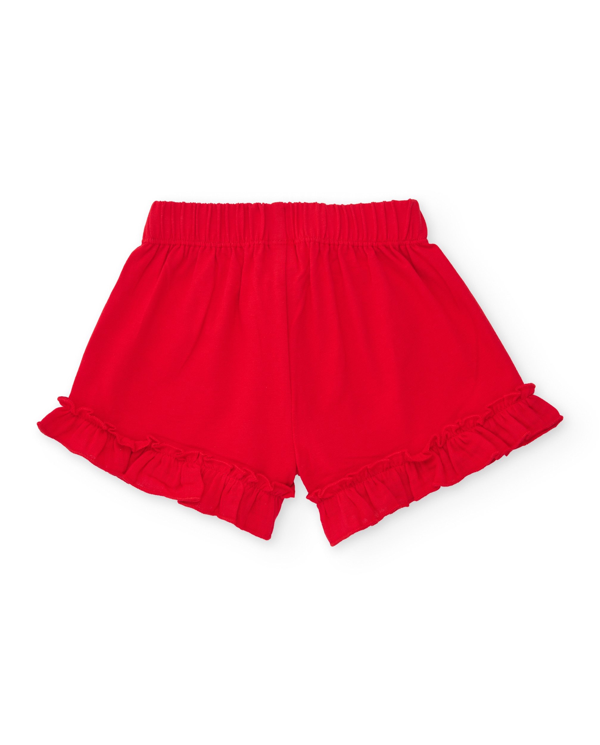 Short Infantil de Malha e Folho na Bainha Vermelho-2