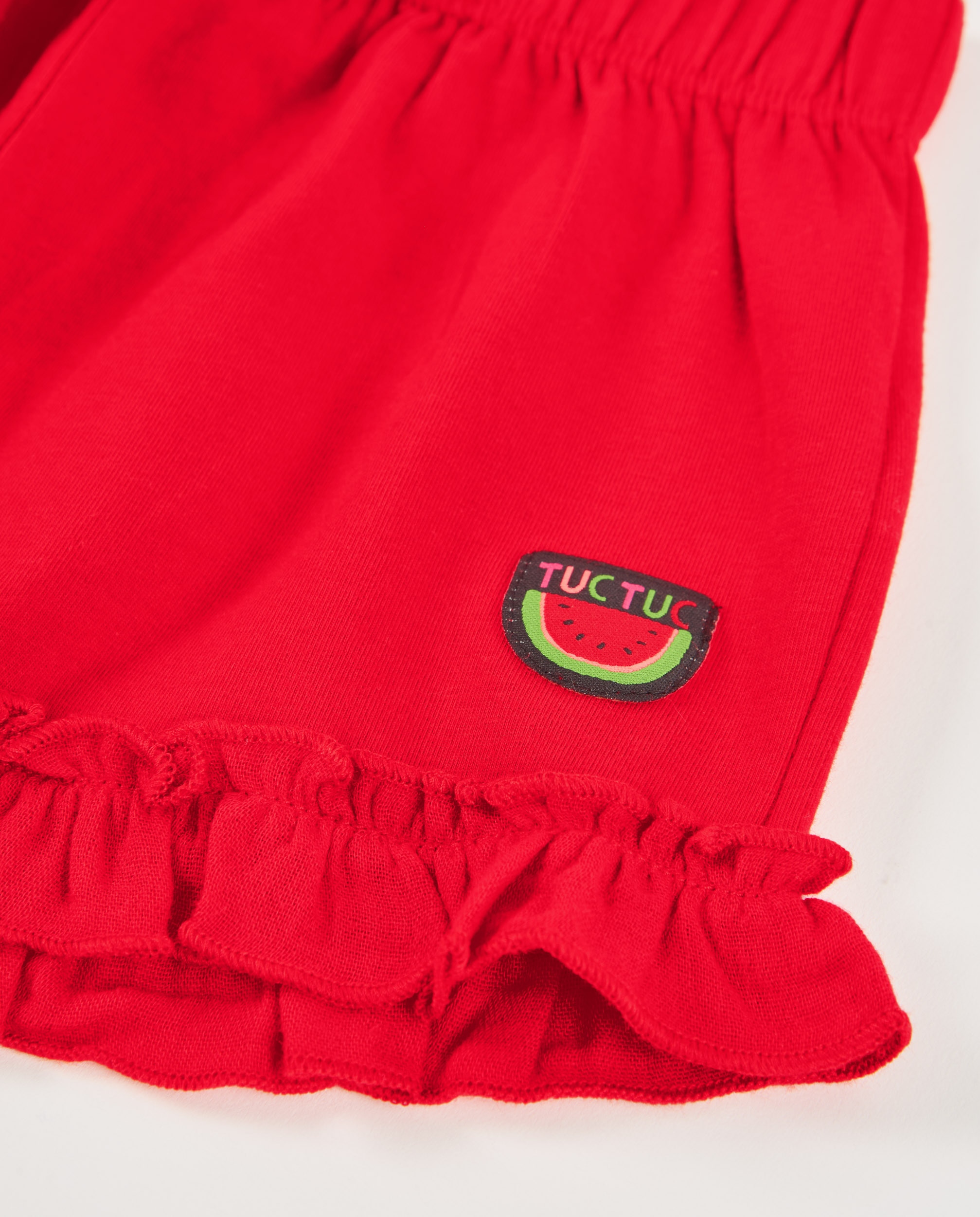 Short Infantil de Malha e Folho na Bainha Vermelho-4