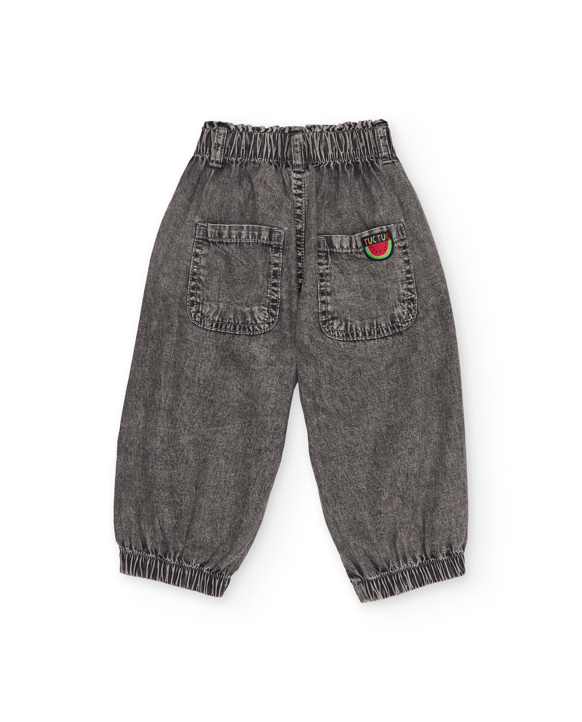 Calças de Plana e Denim Efeito Lavagem Cinzento-2