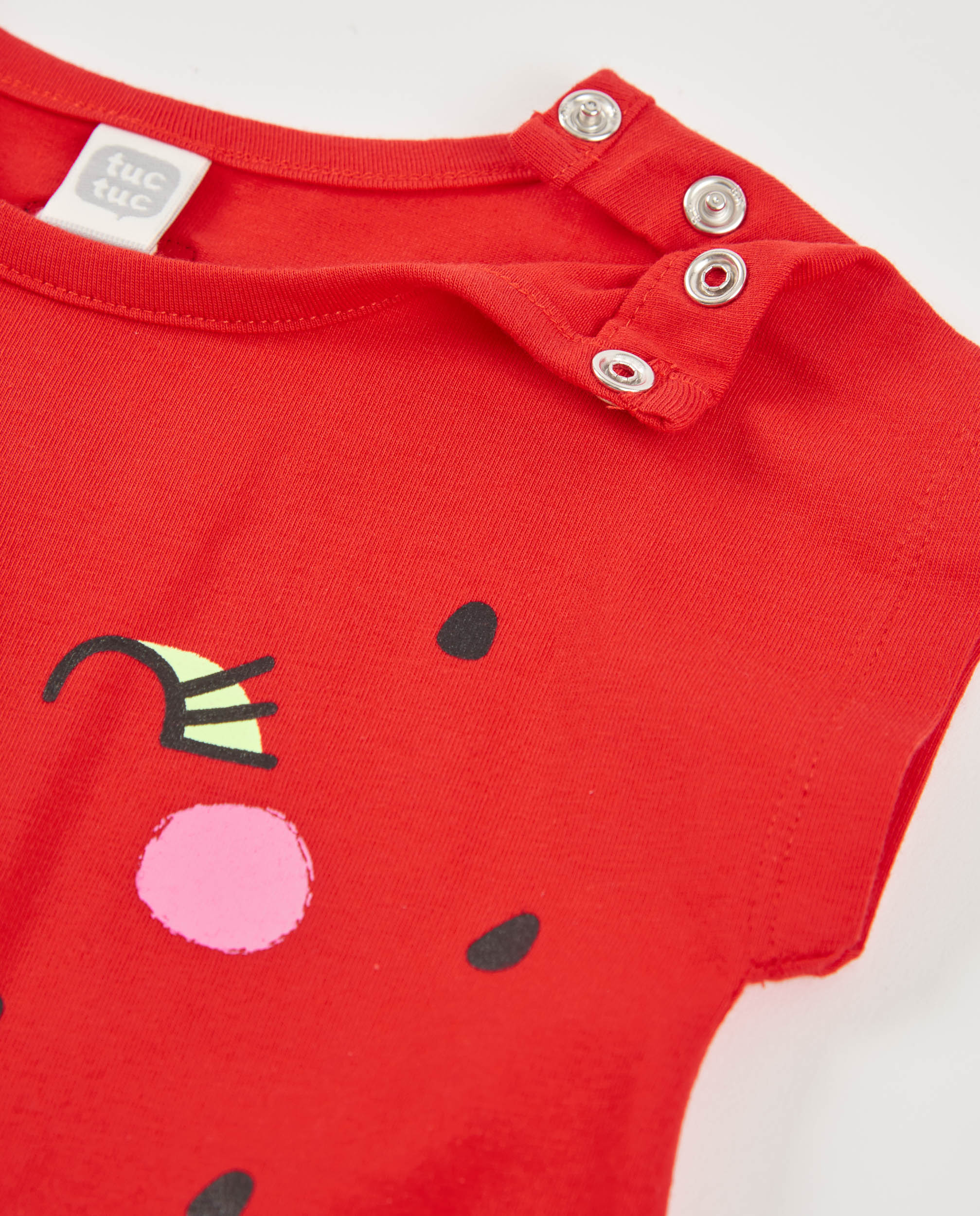 Vestido Infantil de Malha com Detalhes Bordados Tuc tuc Vermelho-3