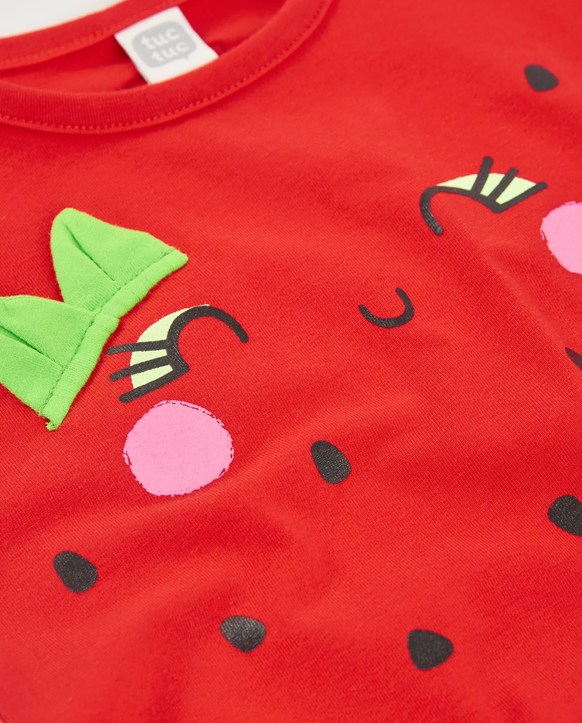 Vestido Infantil de Malha com Detalhes Bordados Tuc tuc Vermelho-4