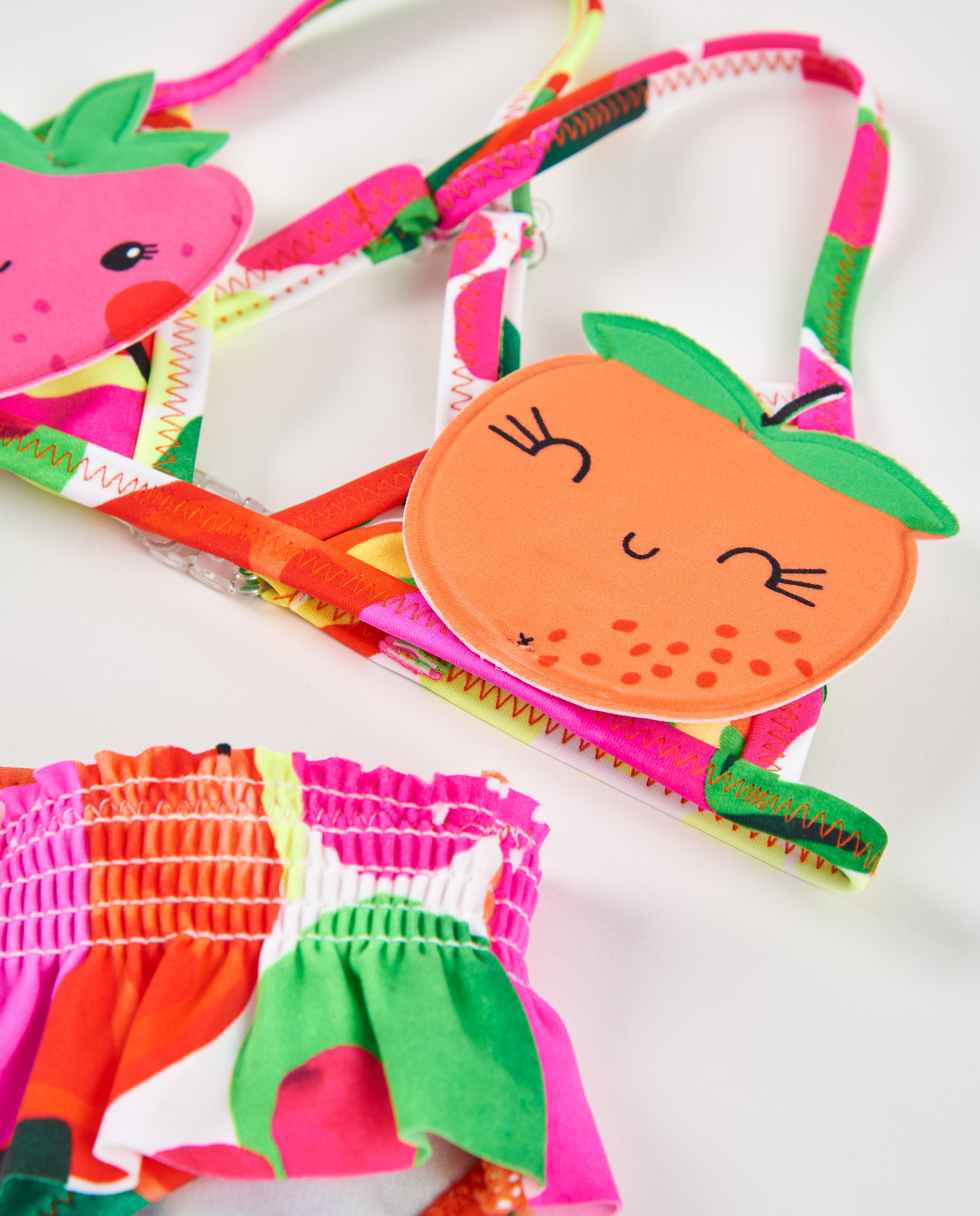Biquíni Infantil de Malha com Frutas Acolchoadas Tuc tuc Rosa-3