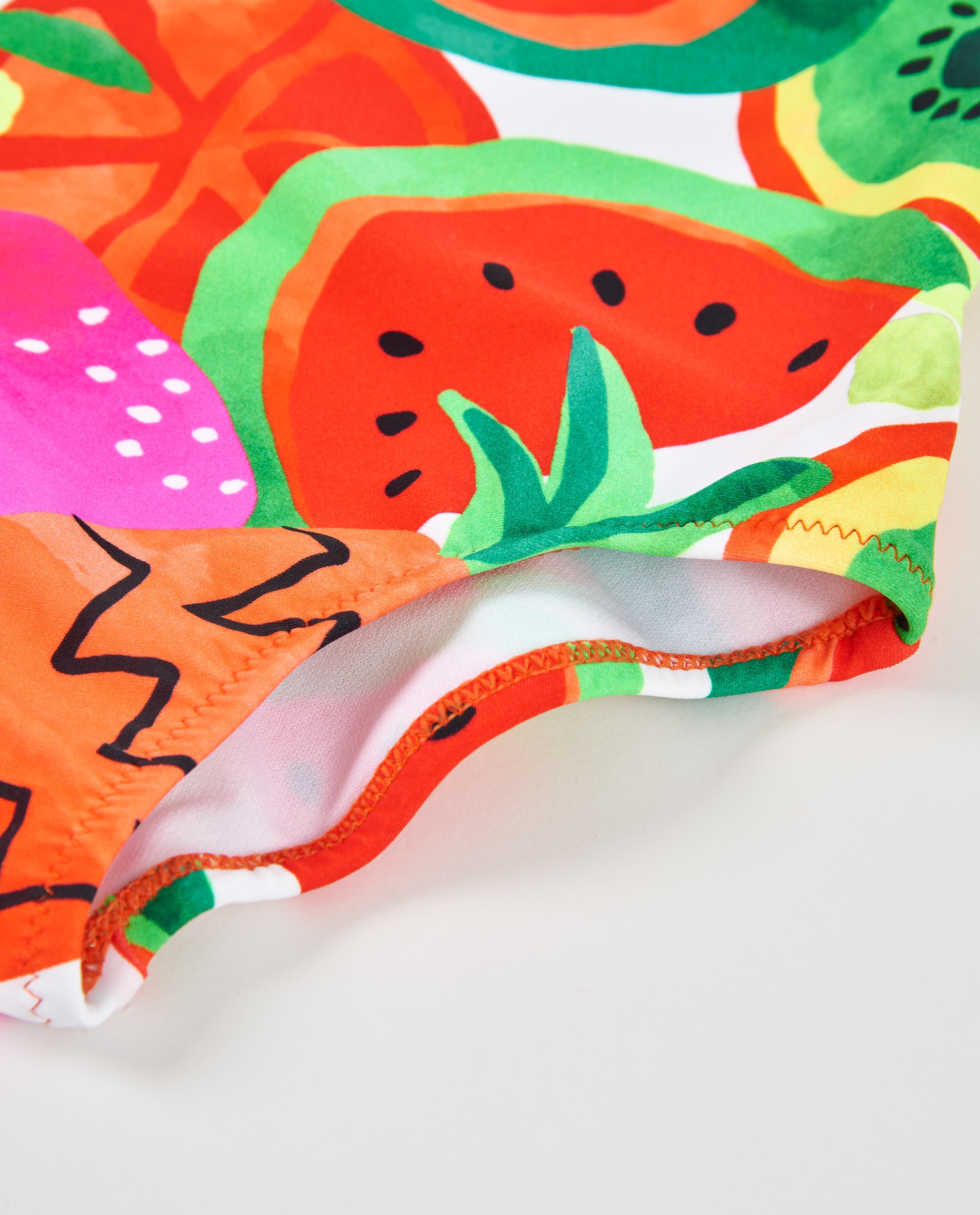 Fato de Banho Infantil de Malha com Folho nas Alças Tuc tuc Vermelho-4