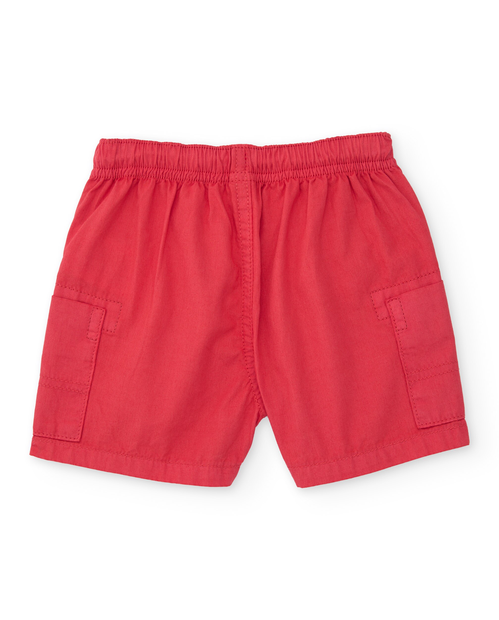 Bermuda de Plana com Bolsos Cargo Vermelho-2