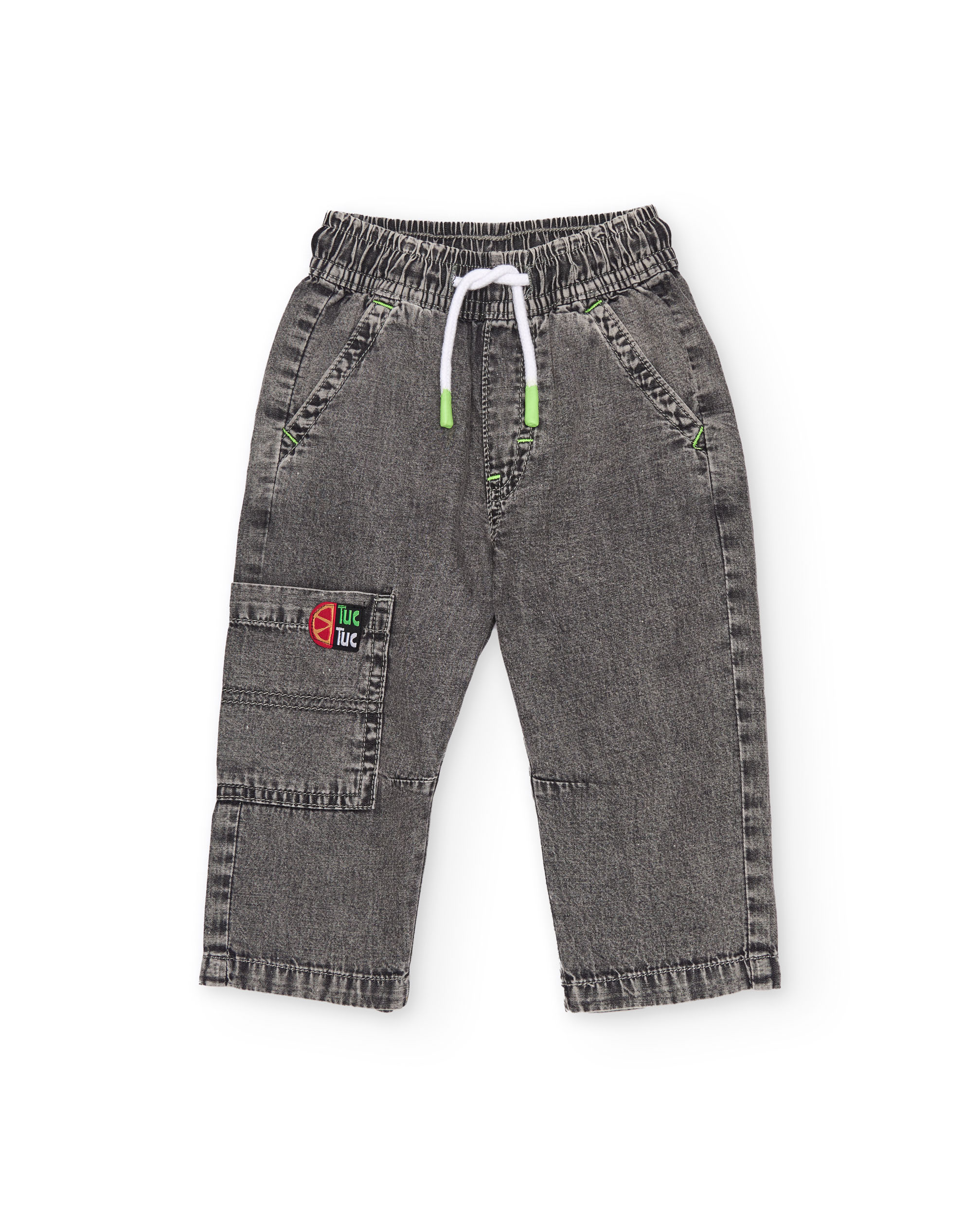 Calças de Plana e Denim com Efeito Lavagem Tuc tuc Cinzento-1
