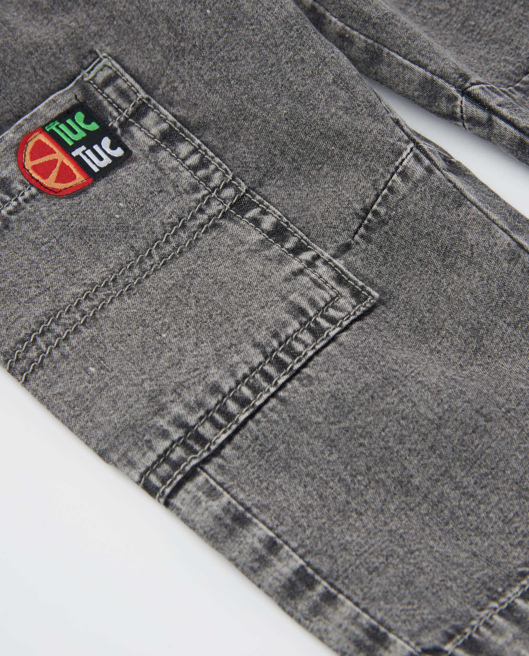 Calças de Plana e Denim com Efeito Lavagem Tuc tuc Cinzento-4