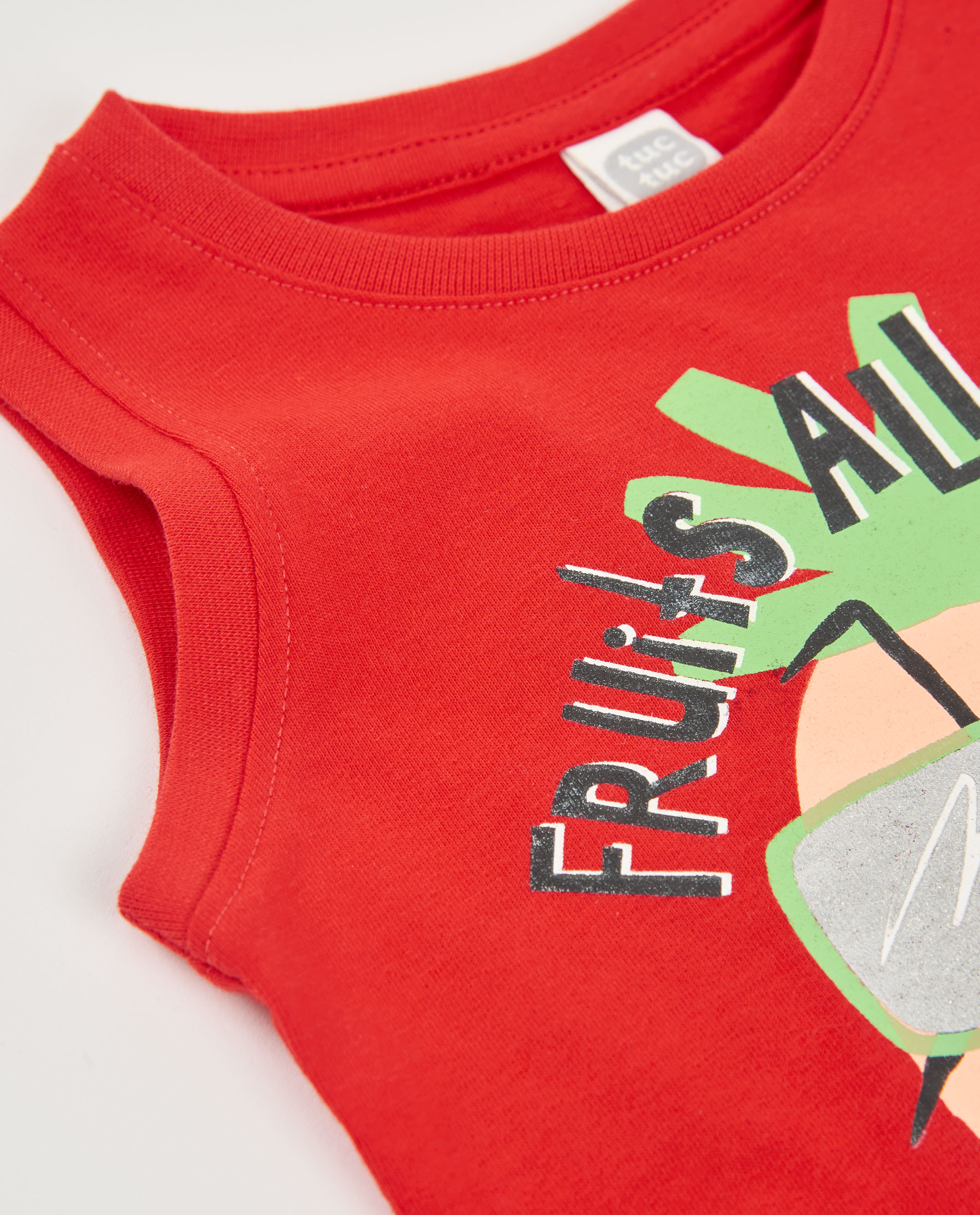 T-shirt Infantil de Malha com Design de Ananás Vermelho-3