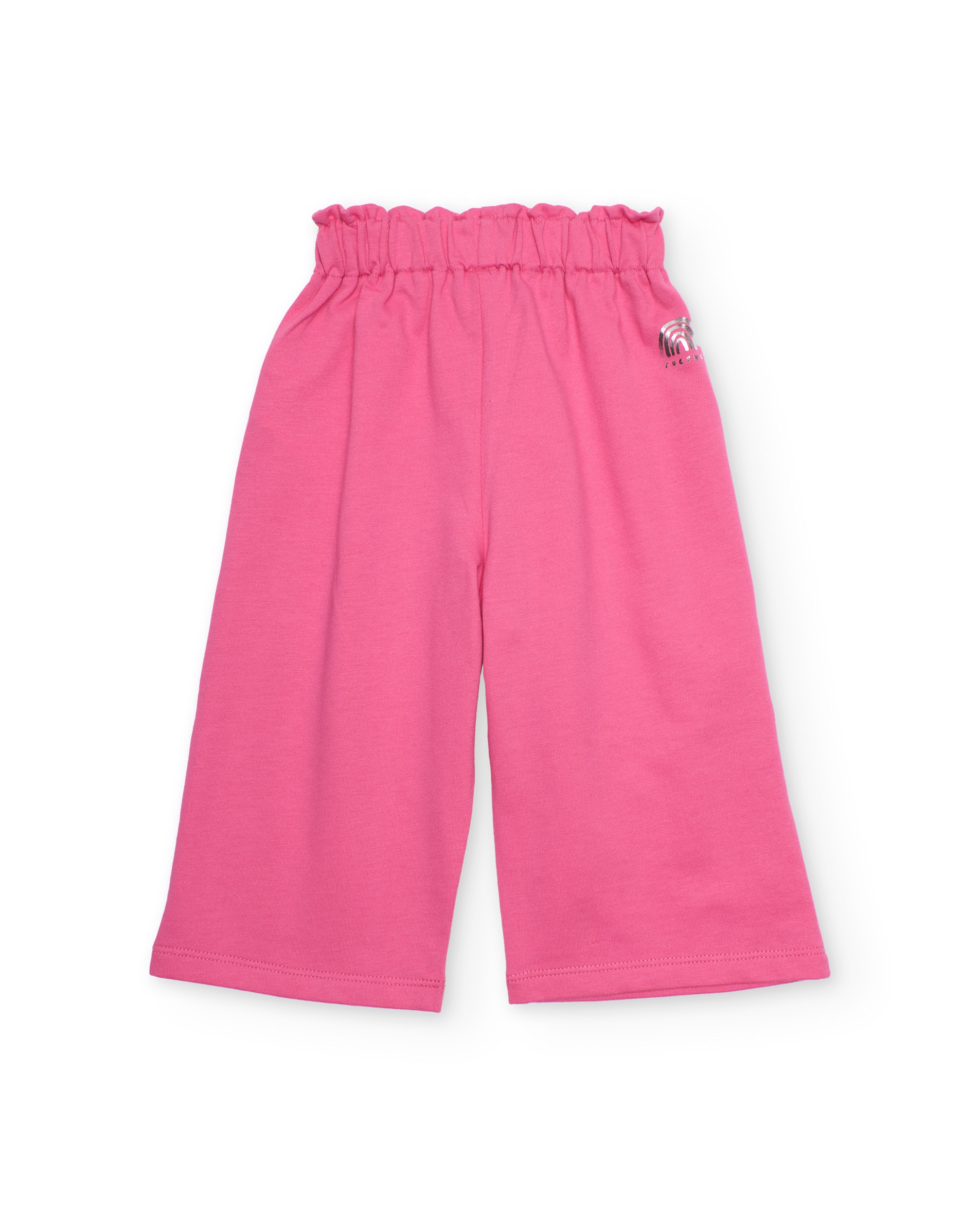 Calças Infantil de Malha e Design Culotte Rosa-2