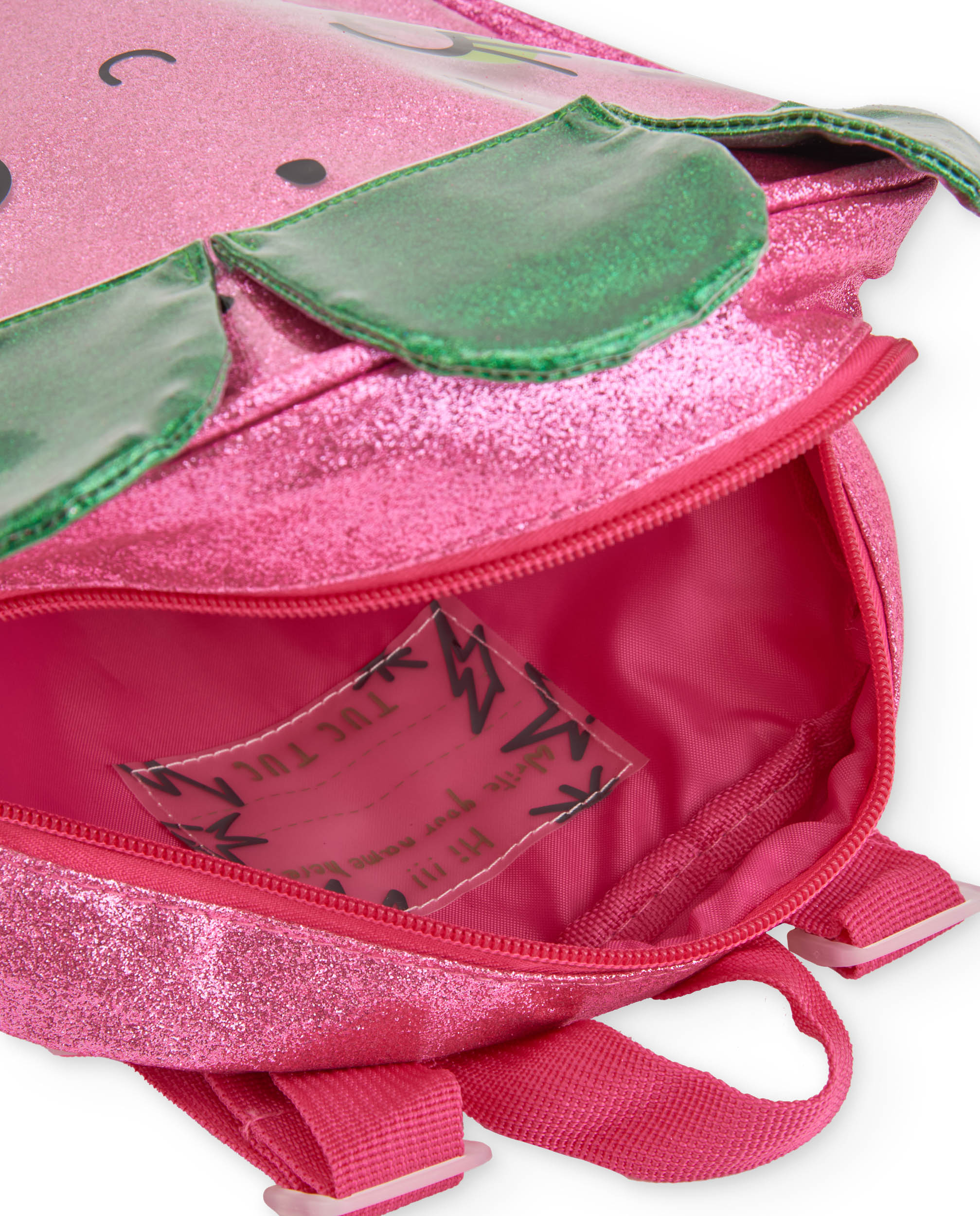 Mochila Infantil de Plana com Acabamento Brilhante Tuc tuc Rosa / Verde-4