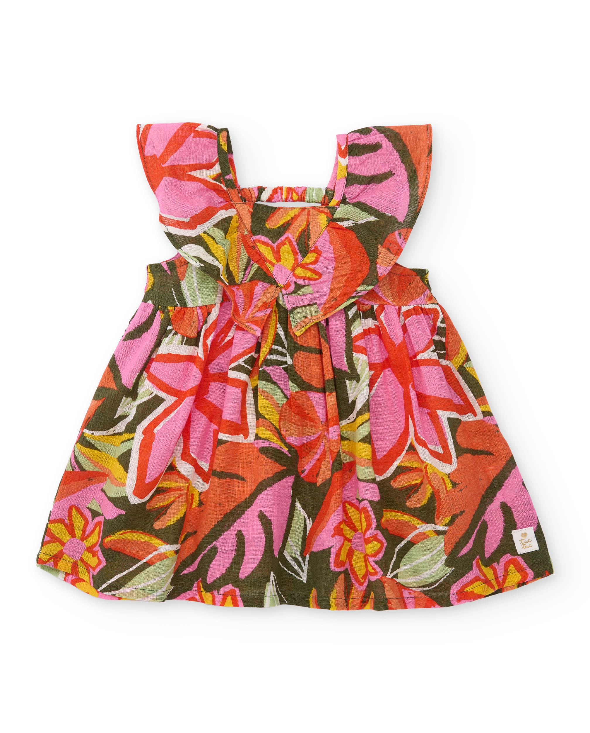 Vestido Infantil de Plana com Franzido Frontal Laranja-1