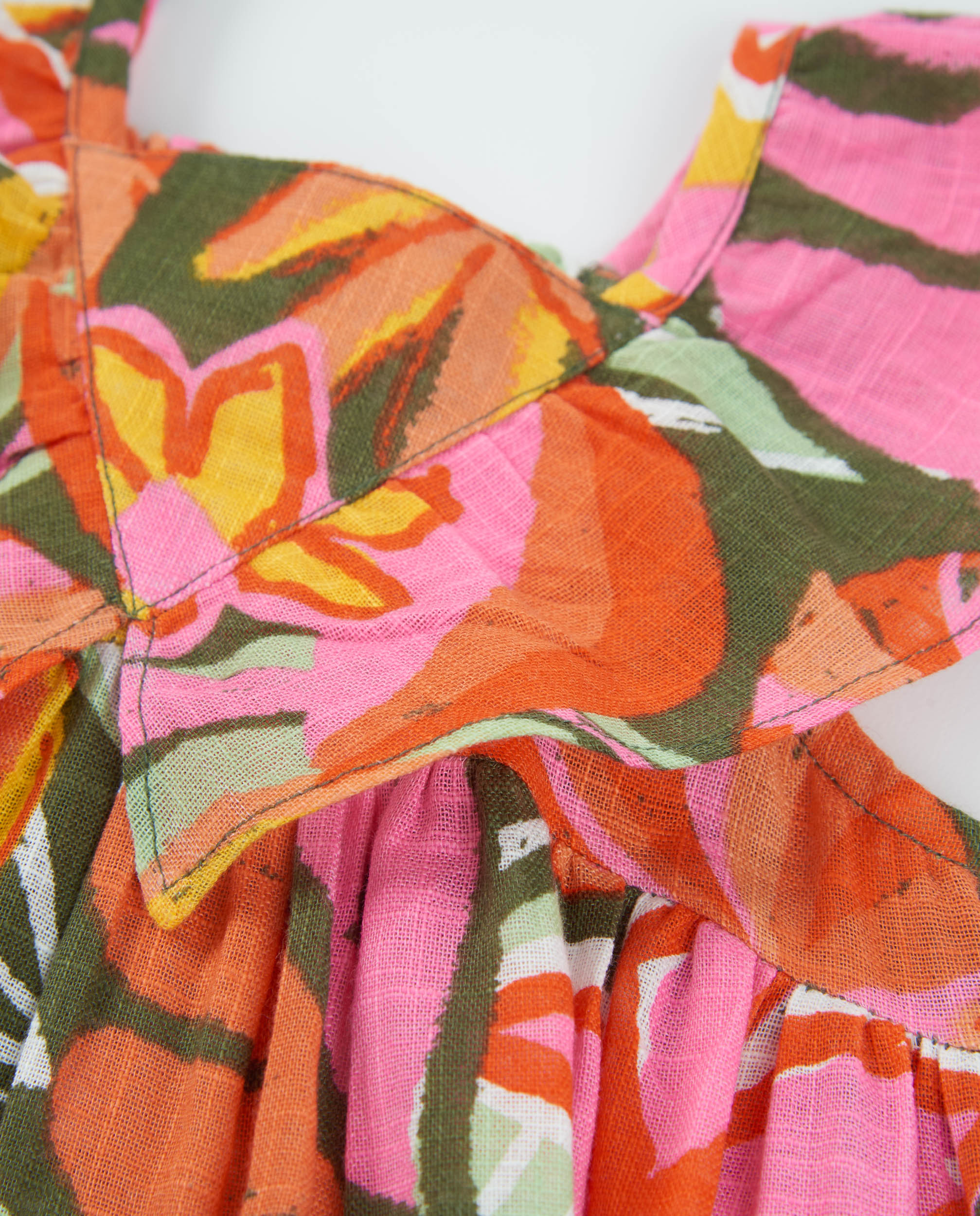 Vestido Infantil de Plana com Franzido Frontal Laranja-3