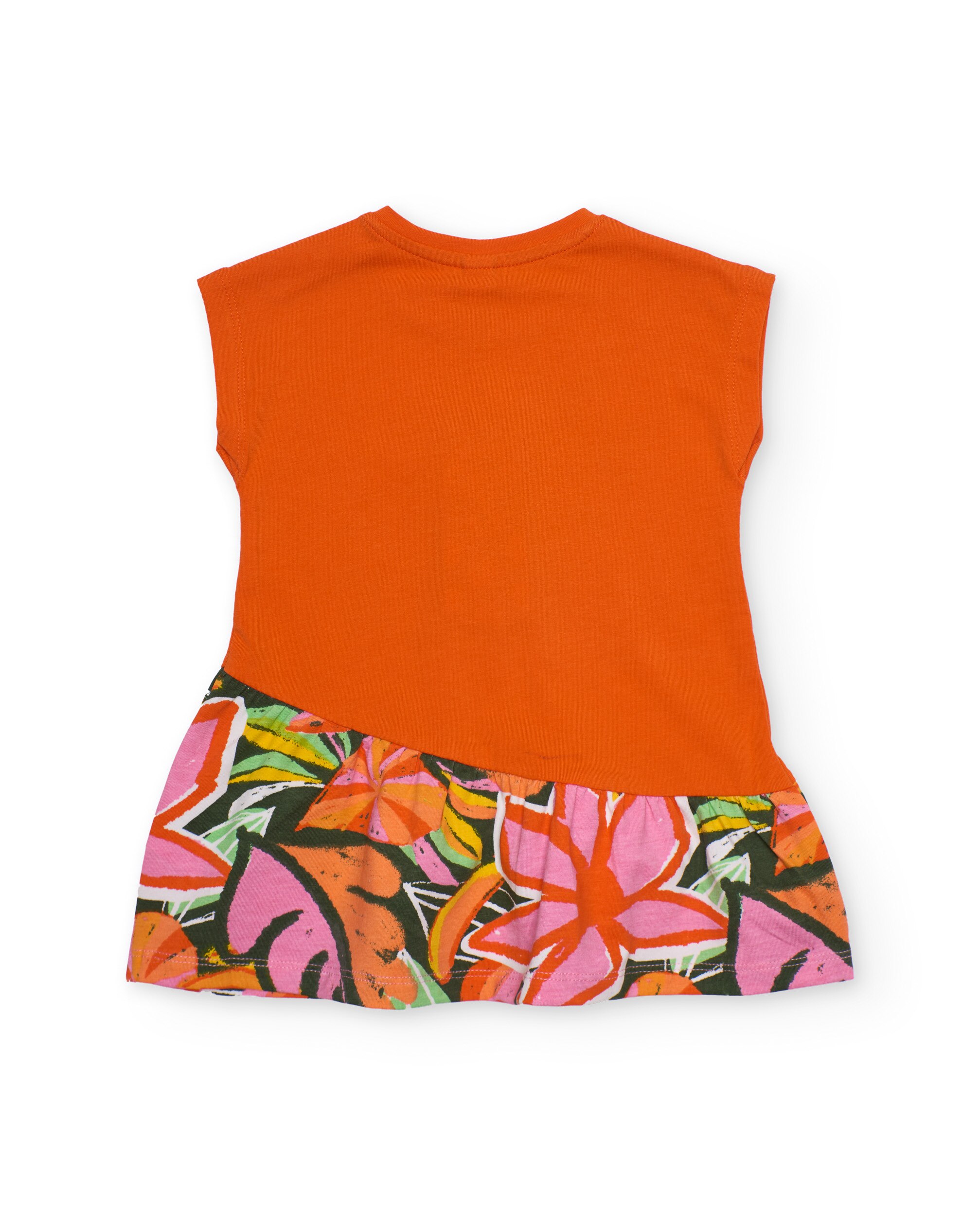 Vestido Infantil de Malha e Detalhe Texturizado Laranja-2