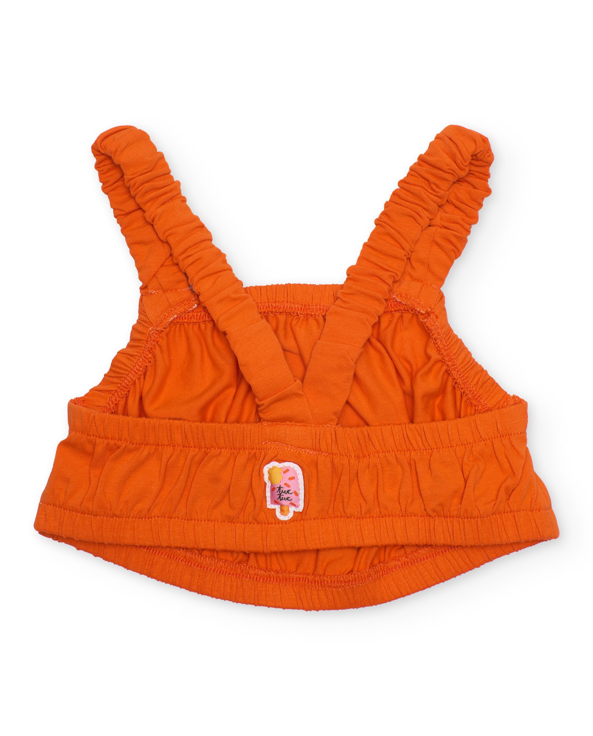 T-shirt Infantil de Malha com Detalhes em Relevo Laranja-2