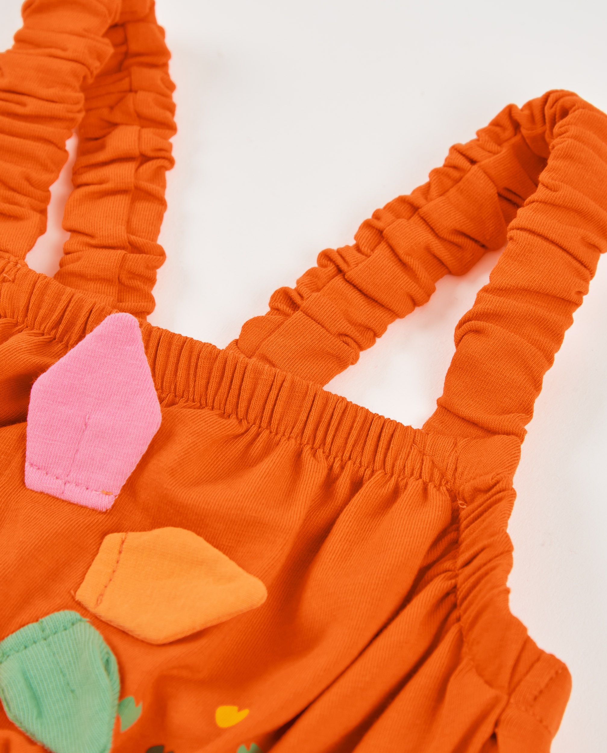 T-shirt Infantil de Malha com Detalhes em Relevo Laranja-3