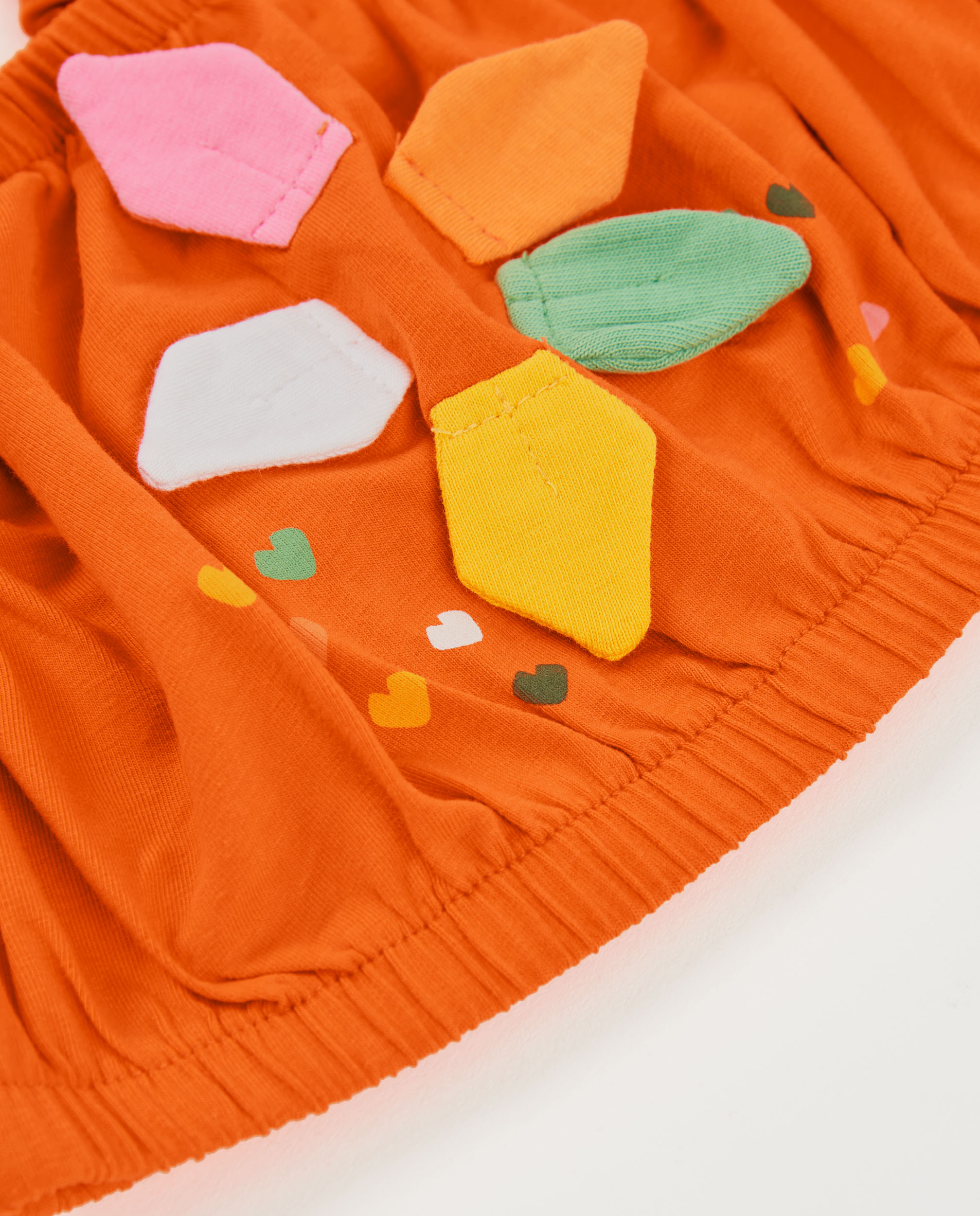 T-shirt Infantil de Malha com Detalhes em Relevo Laranja-4