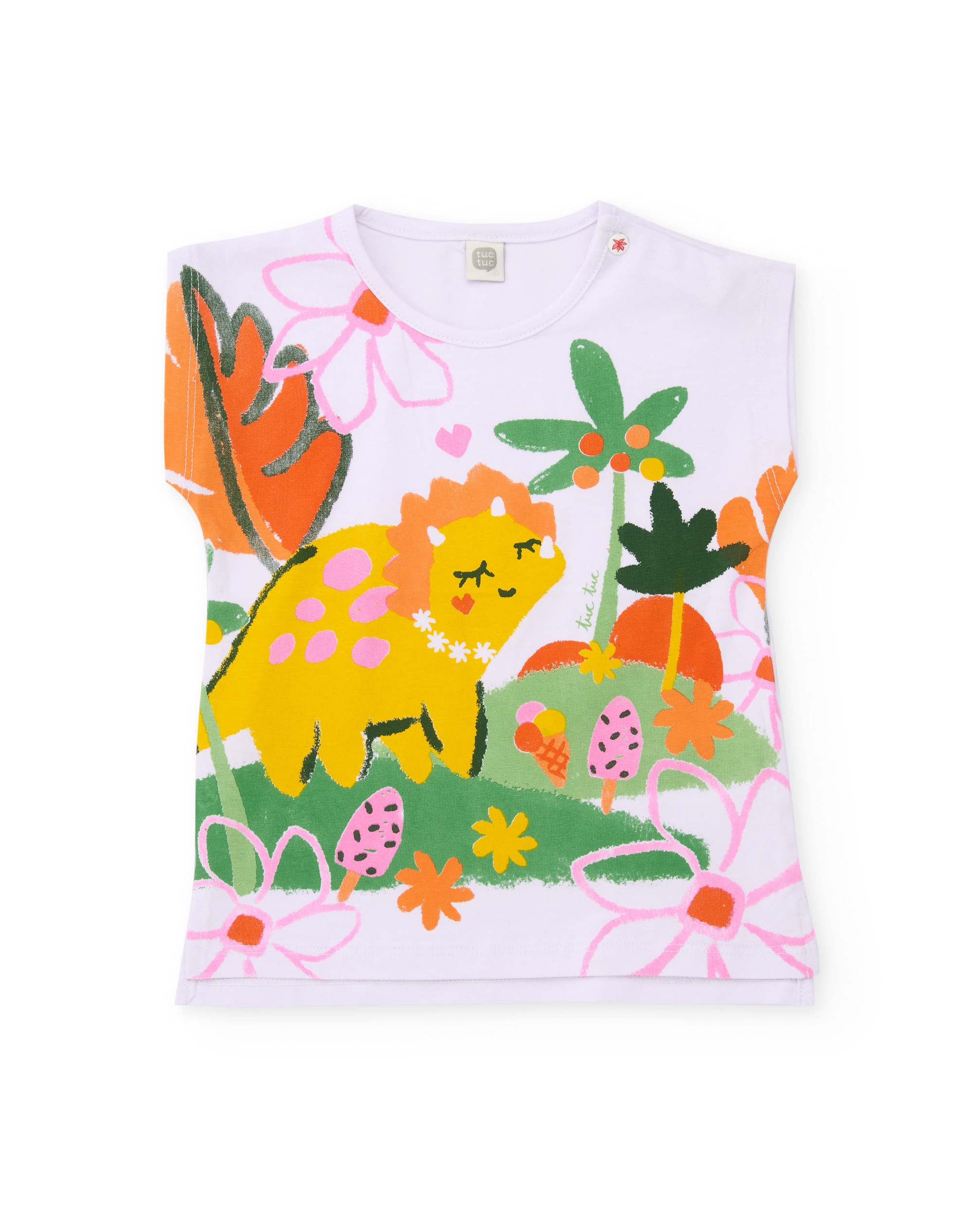 Conjunto Infantil de Malha e Estampado Colorido Branco-2