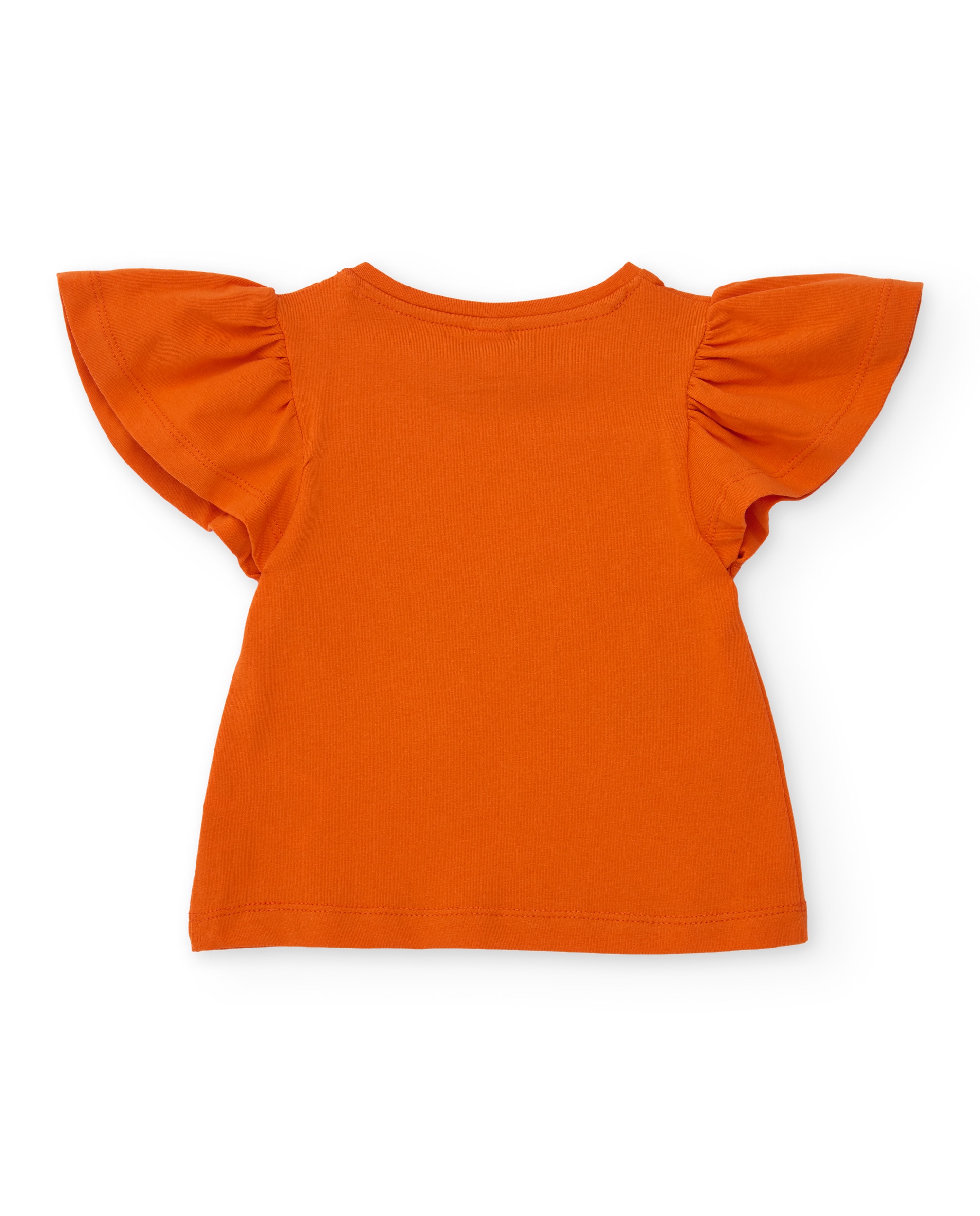 T-shirt Infantil de Malha e Mangas com Folho Laranja-2