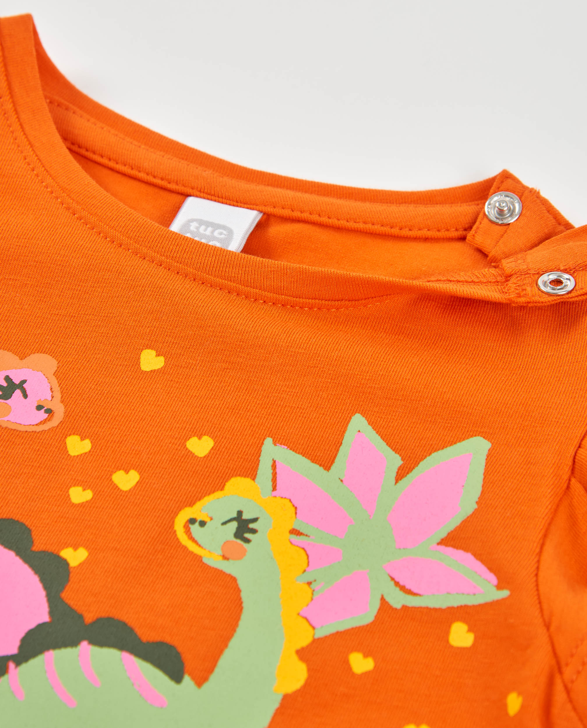 T-shirt Infantil de Malha e Mangas com Folho Laranja-4