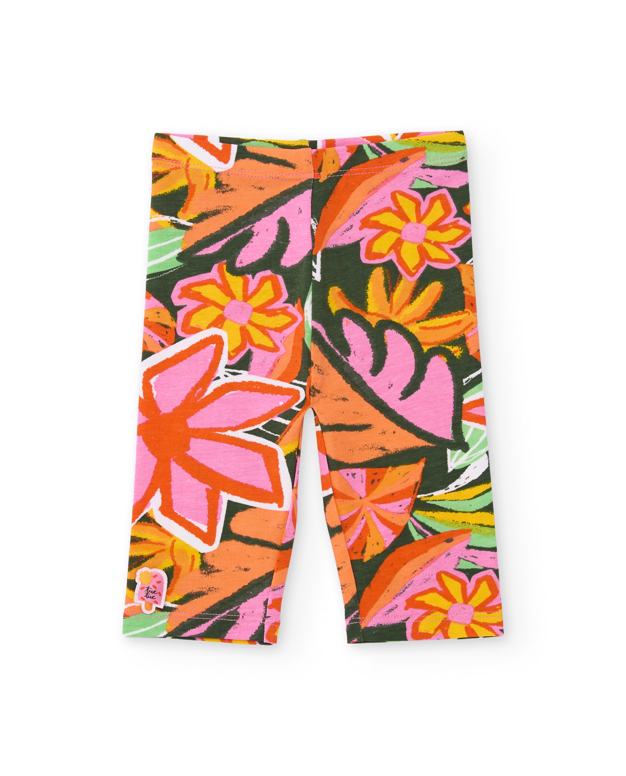 Imagem 0 de Leggings Infantil de Malha com Design Floral de Grande Formato