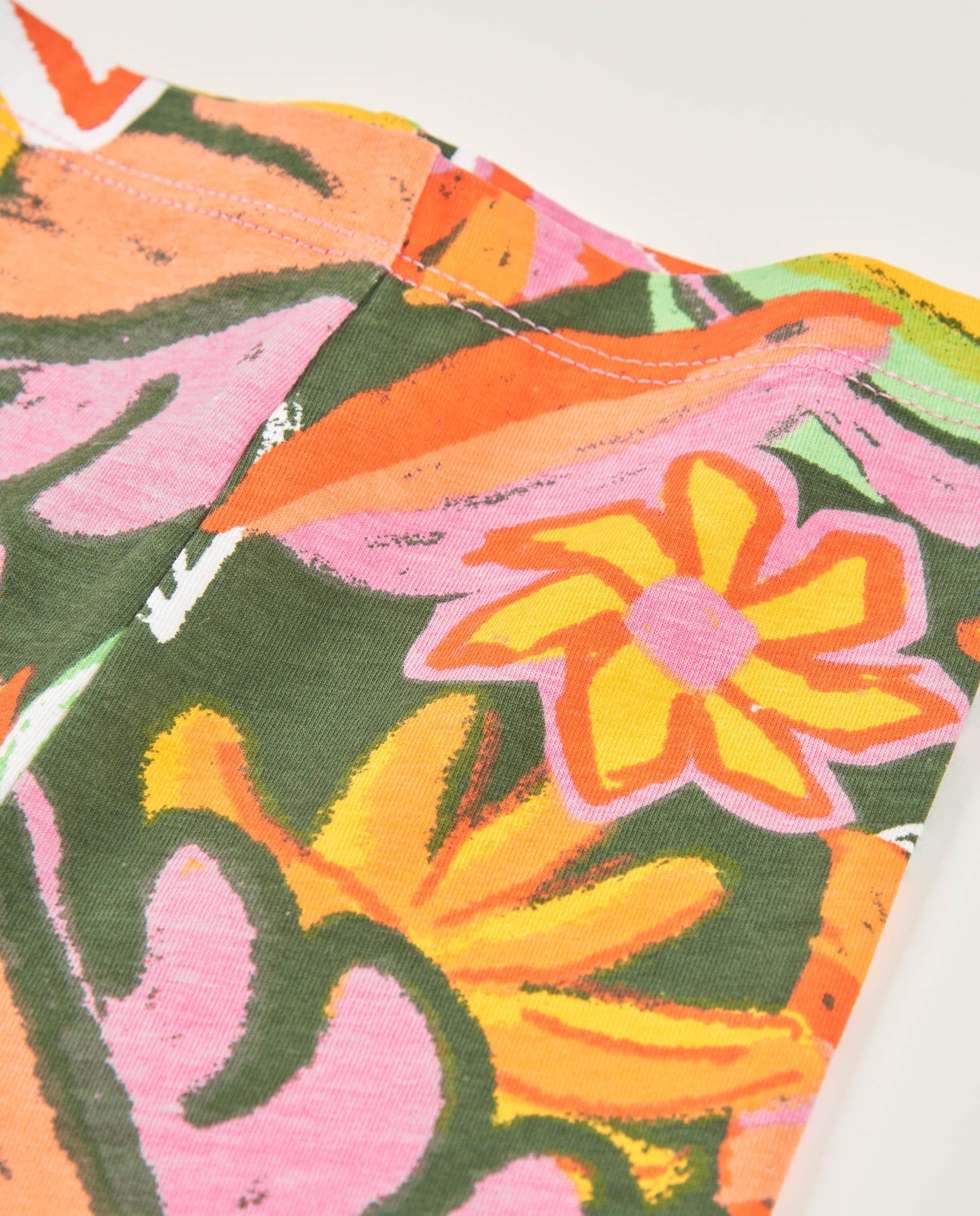 Leggings Infantil de Malha com Design Floral de Grande Formato Laranja-3