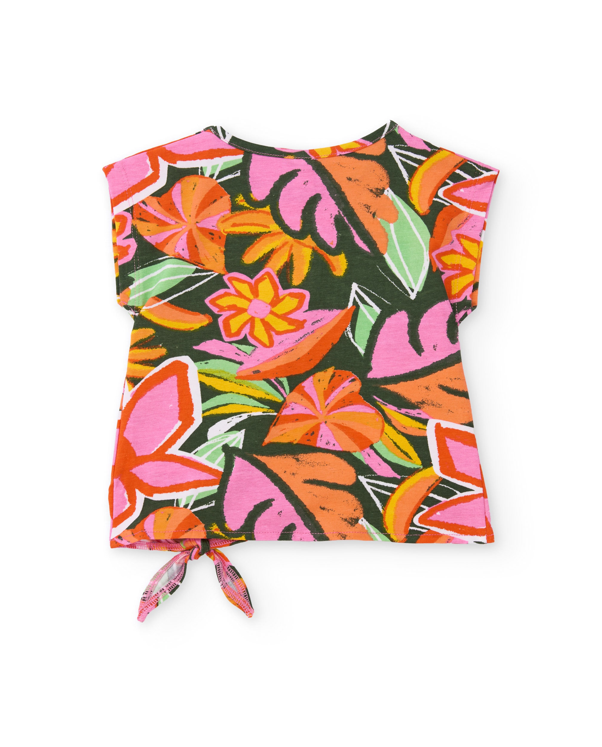 T-shirt Infantil de Malha com Nó na Bainha Laranja-2