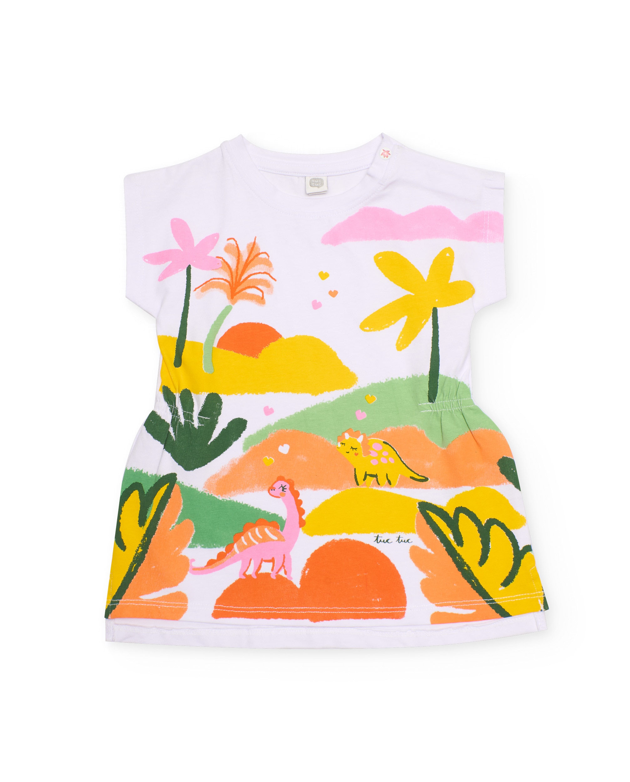 Vestido Infantil de Malha com Cintura Franzida Tuc tuc Branco-1